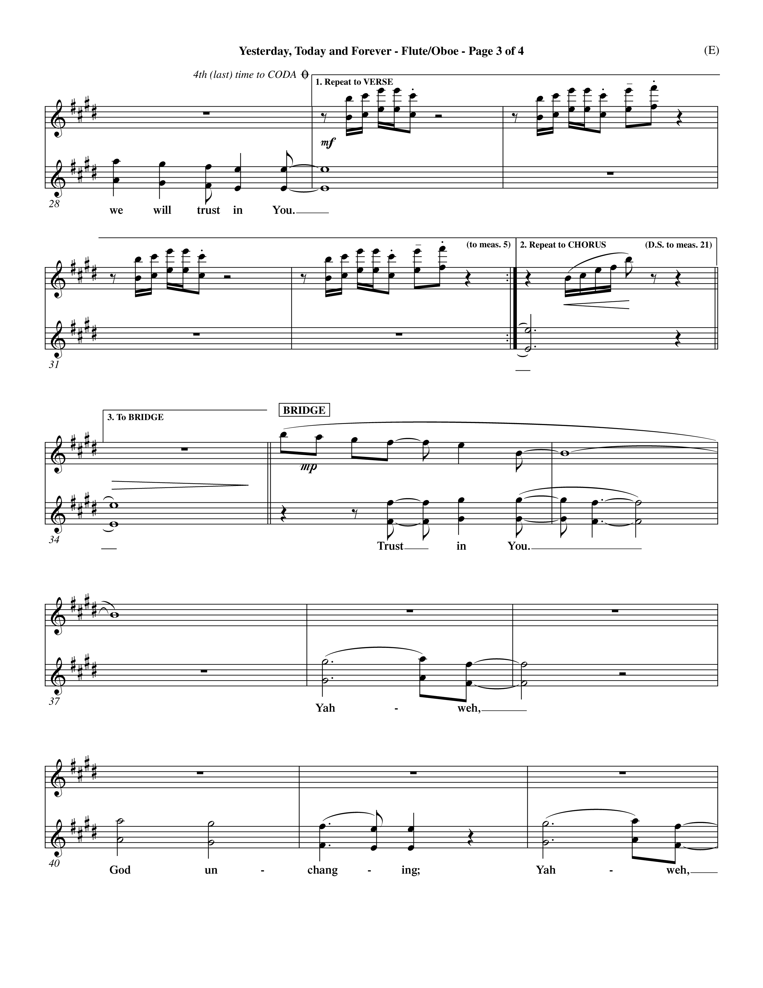 Yesterday Today and Forever (Choral Anthem SATB) Flute/Oboe (Word Music Choral / Orch. Dave Williamson)
