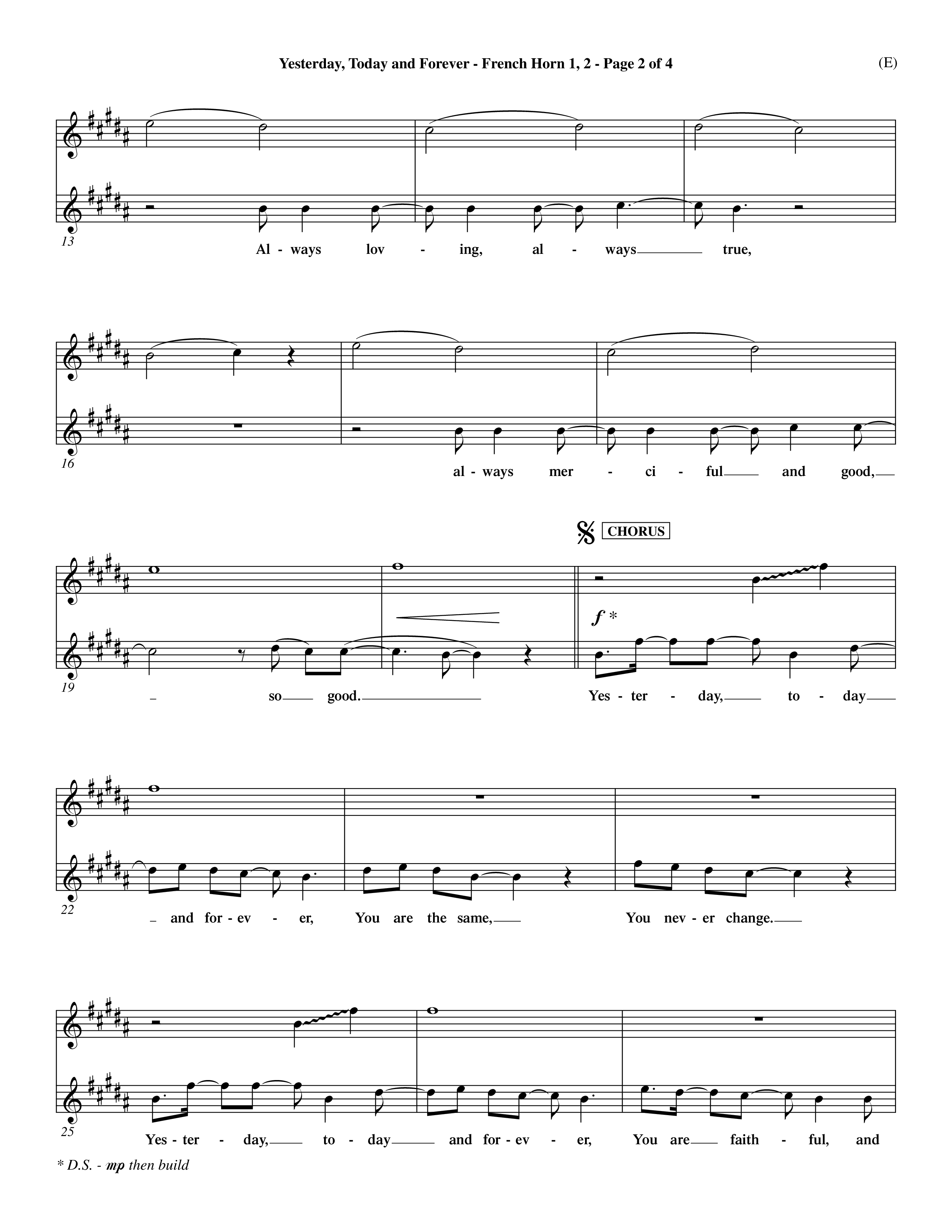 Yesterday Today and Forever (Choral Anthem SATB) French Horn (Word Music Choral / Orch. Dave Williamson)