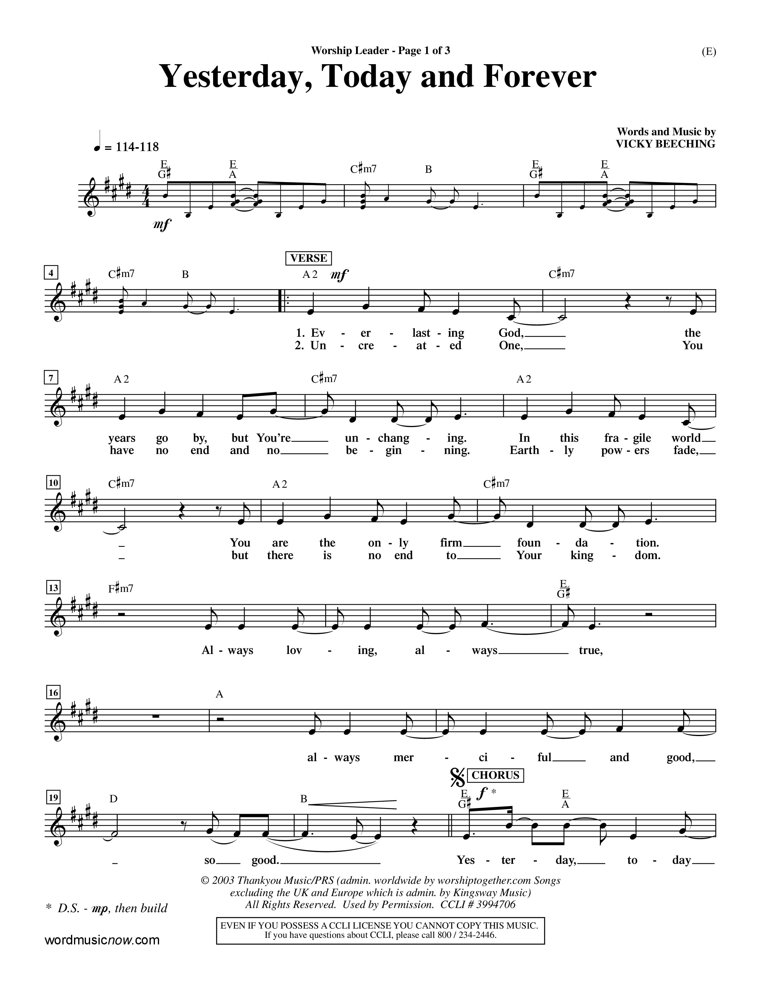 Yesterday Today and Forever (Choral Anthem SATB) Rhythm Pack (Word Music Choral / Orch. Dave Williamson)