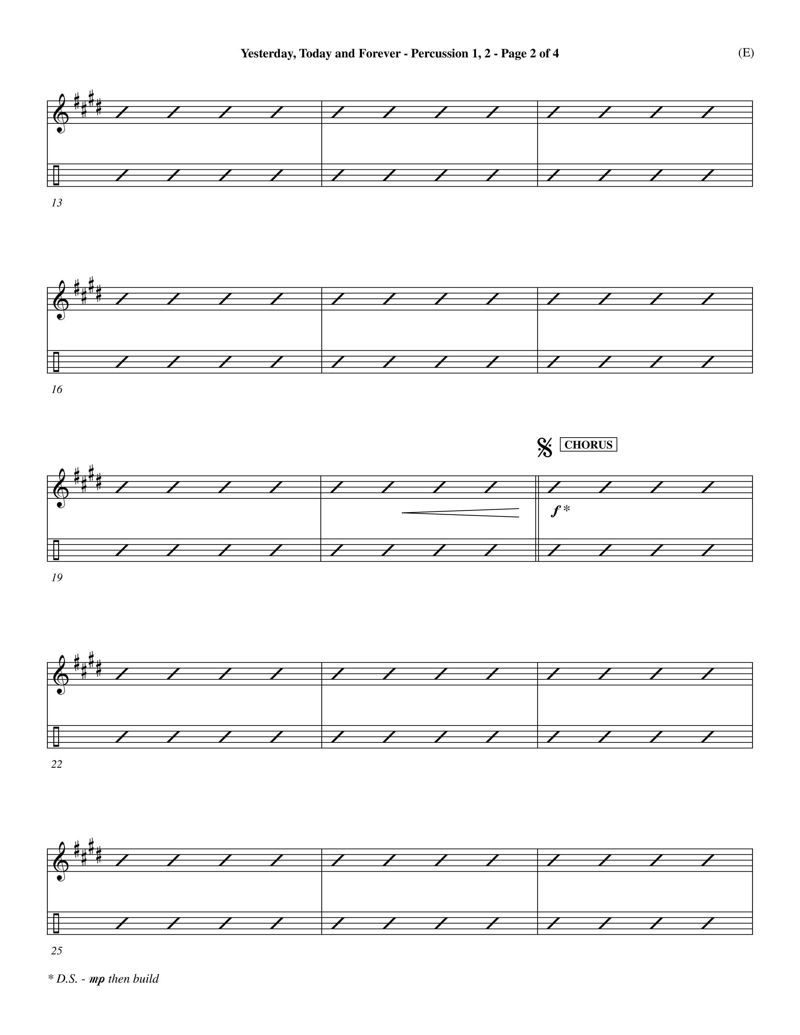 Yesterday Today and Forever (Choral Anthem SATB) Percussion 1/2 (Word Music Choral / Orch. Dave Williamson)