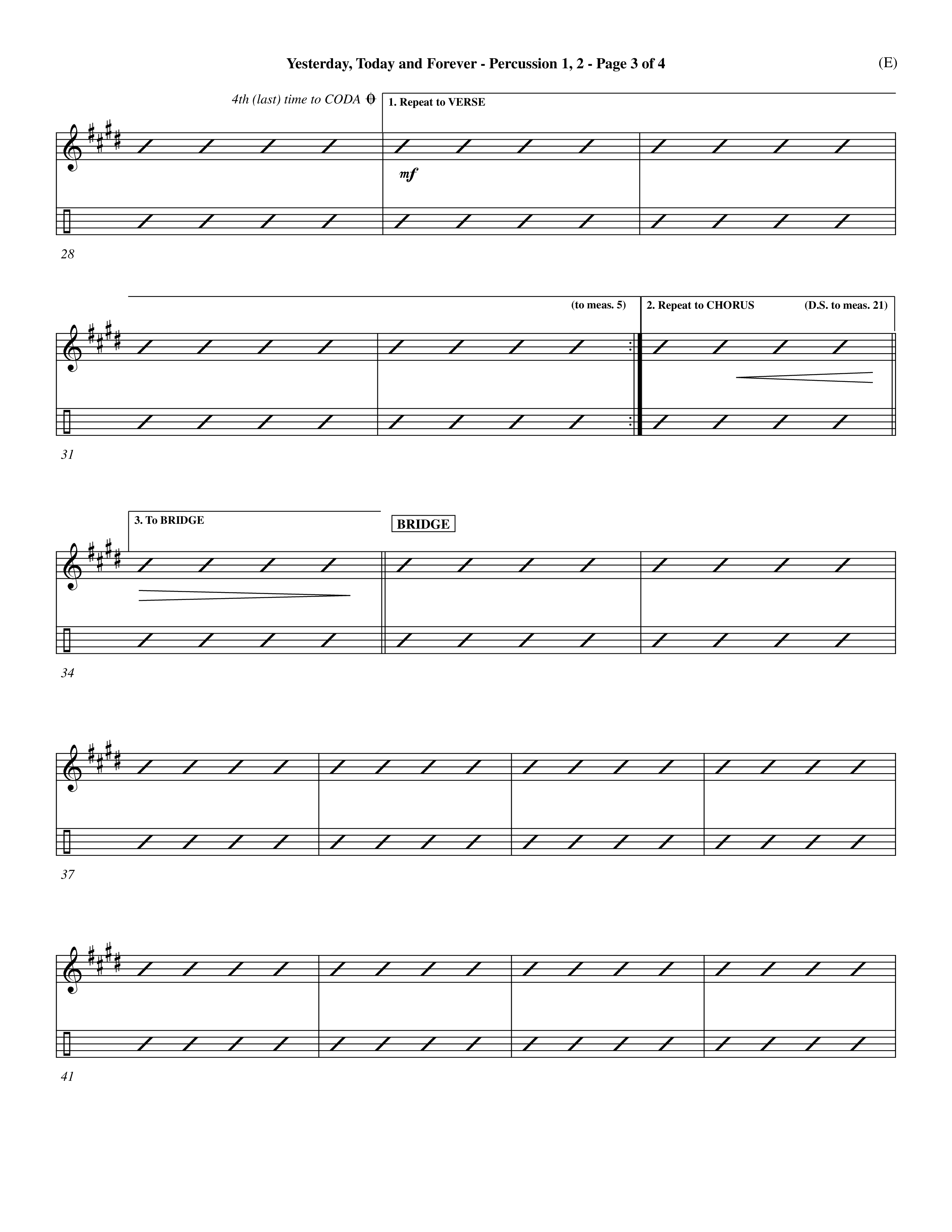 Yesterday Today and Forever (Choral Anthem SATB) Percussion 1/2 (Word Music Choral / Orch. Dave Williamson)