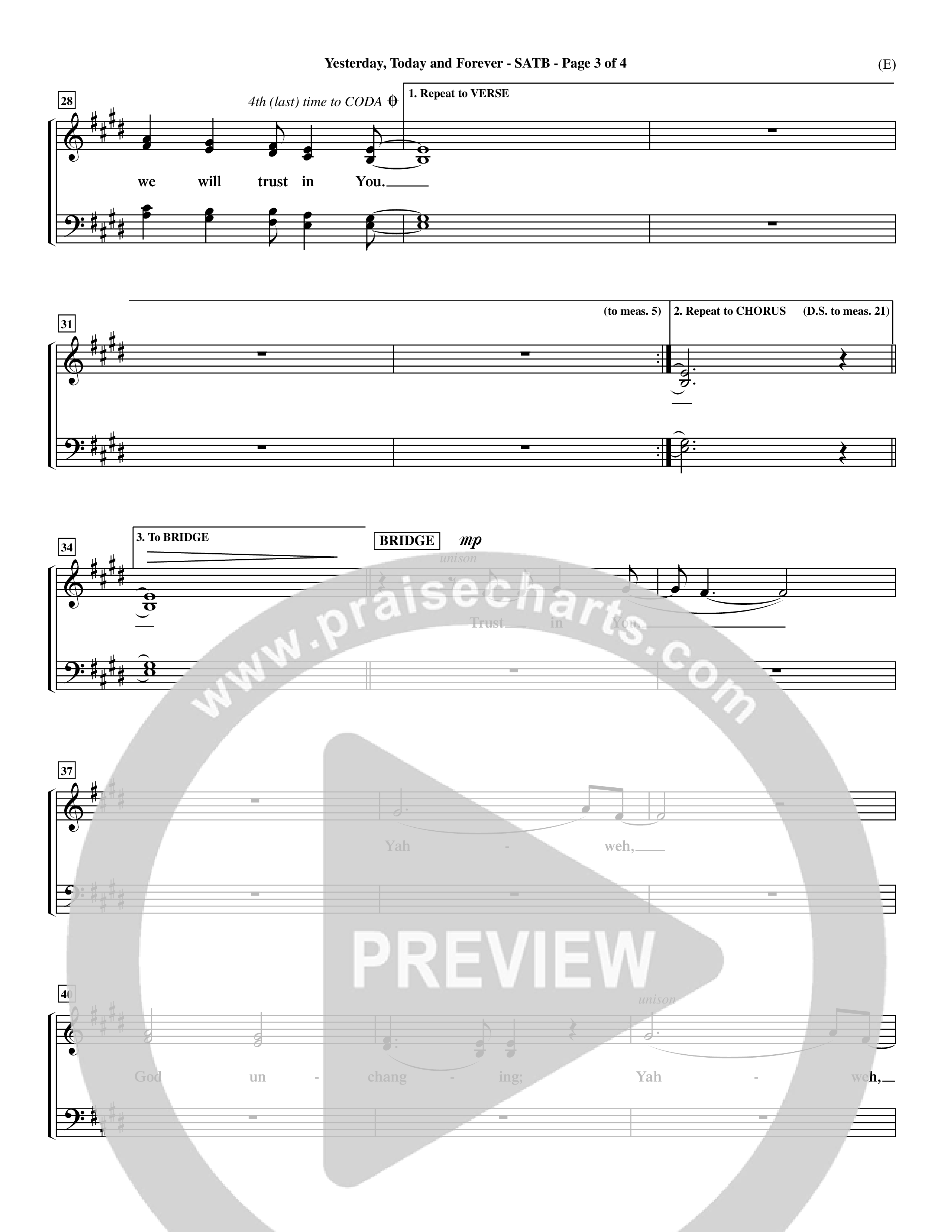 Yesterday Today and Forever (Choral Anthem SATB) Keyboard/Vocal (SATB) (Word Music Choral / Orch. Dave Williamson)