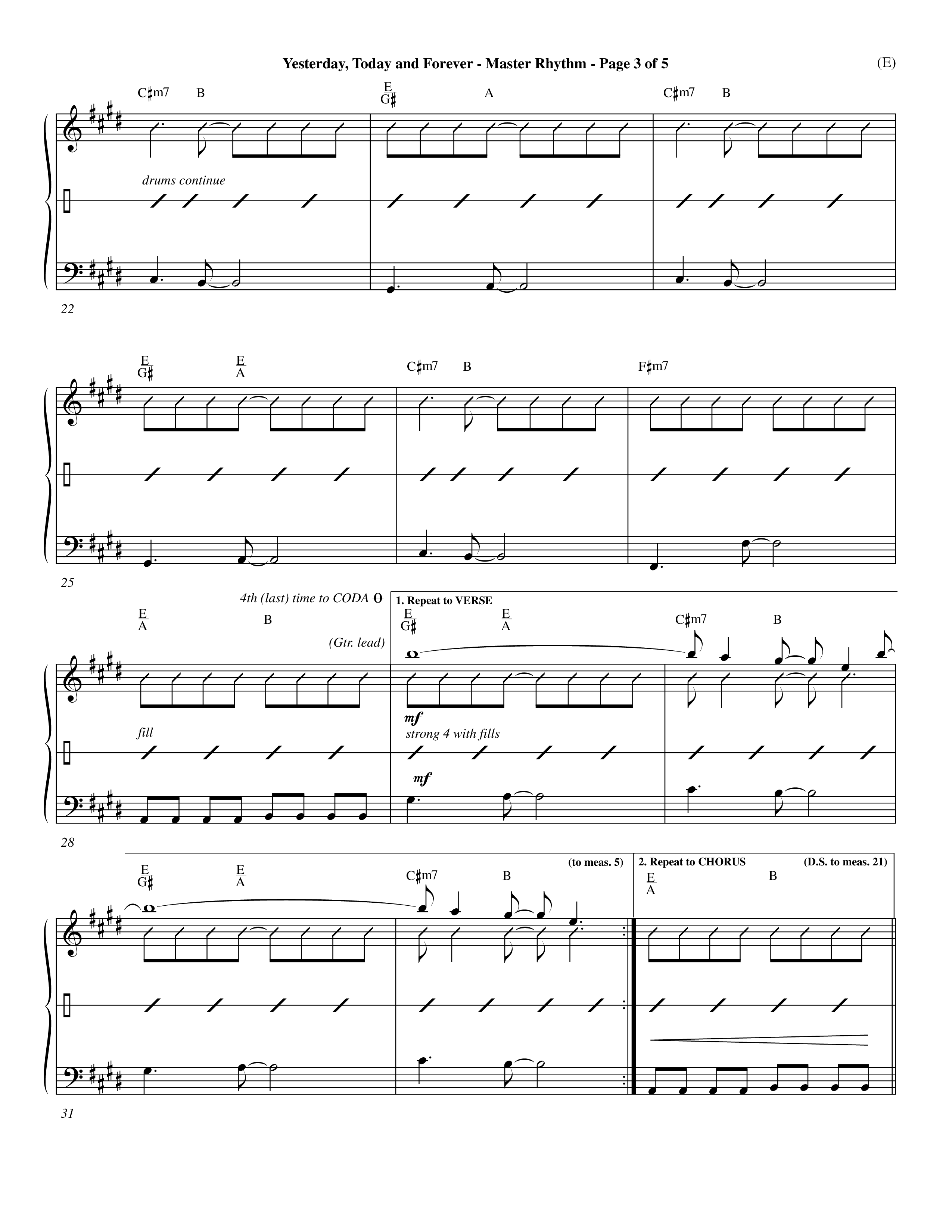 Yesterday Today and Forever (Choral Anthem SATB) Rhythm Chart (Word Music Choral / Orch. Dave Williamson)