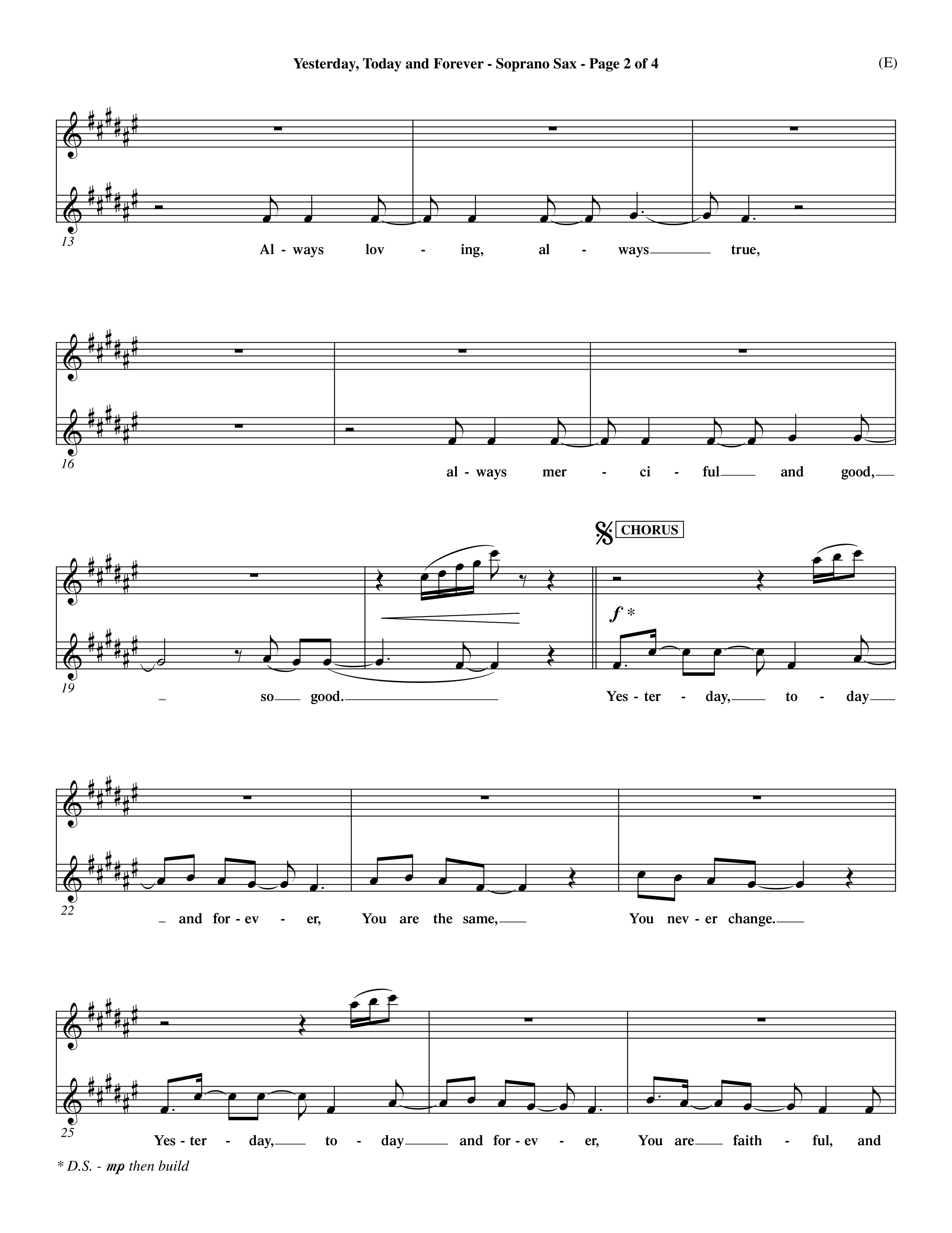 Yesterday Today and Forever (Choral Anthem SATB) Saxophone (Word Music Choral / Orch. Dave Williamson)