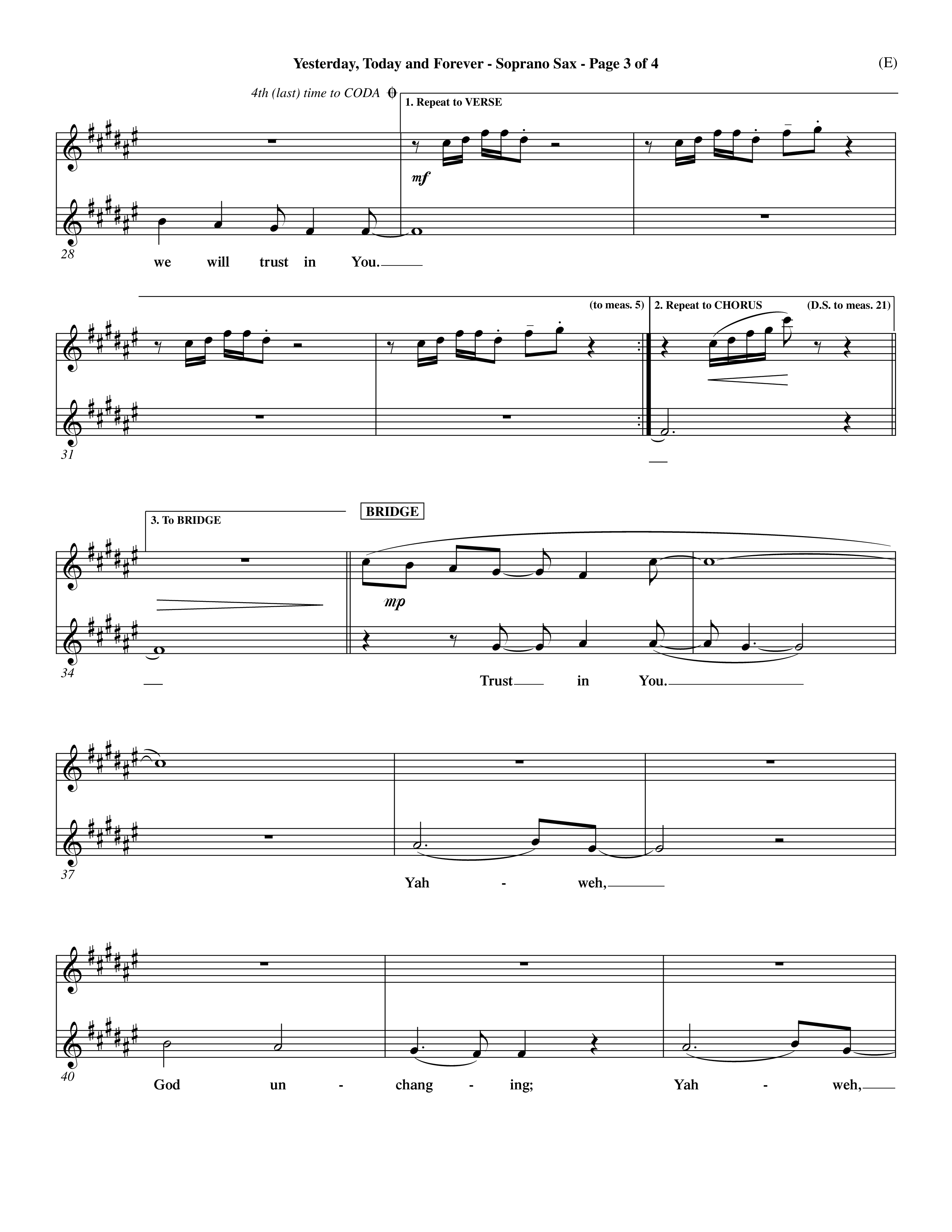 Yesterday Today and Forever (Choral Anthem SATB) Saxophone (Word Music Choral / Orch. Dave Williamson)