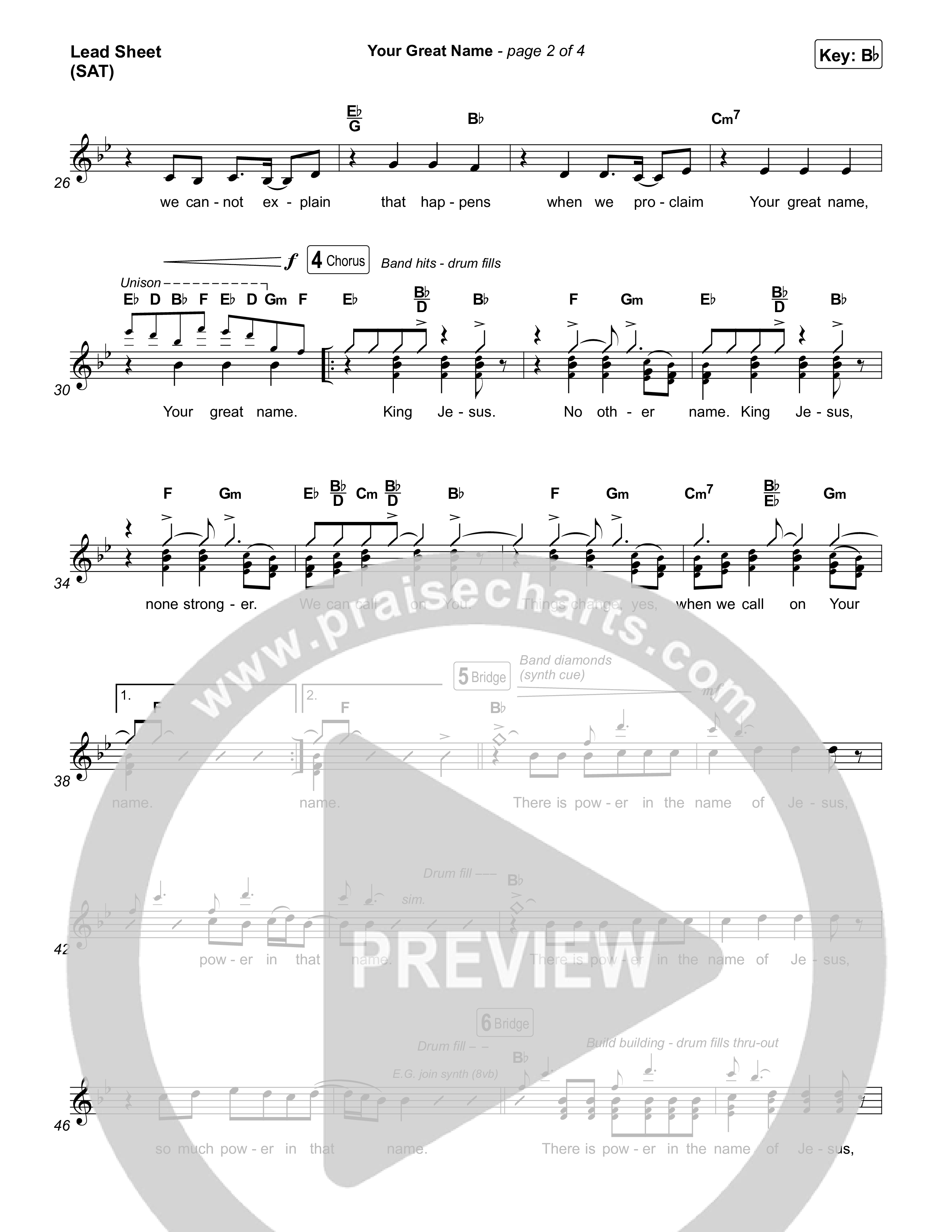 Your Great Name Lead Sheet (SAT) (Todd Dulaney)