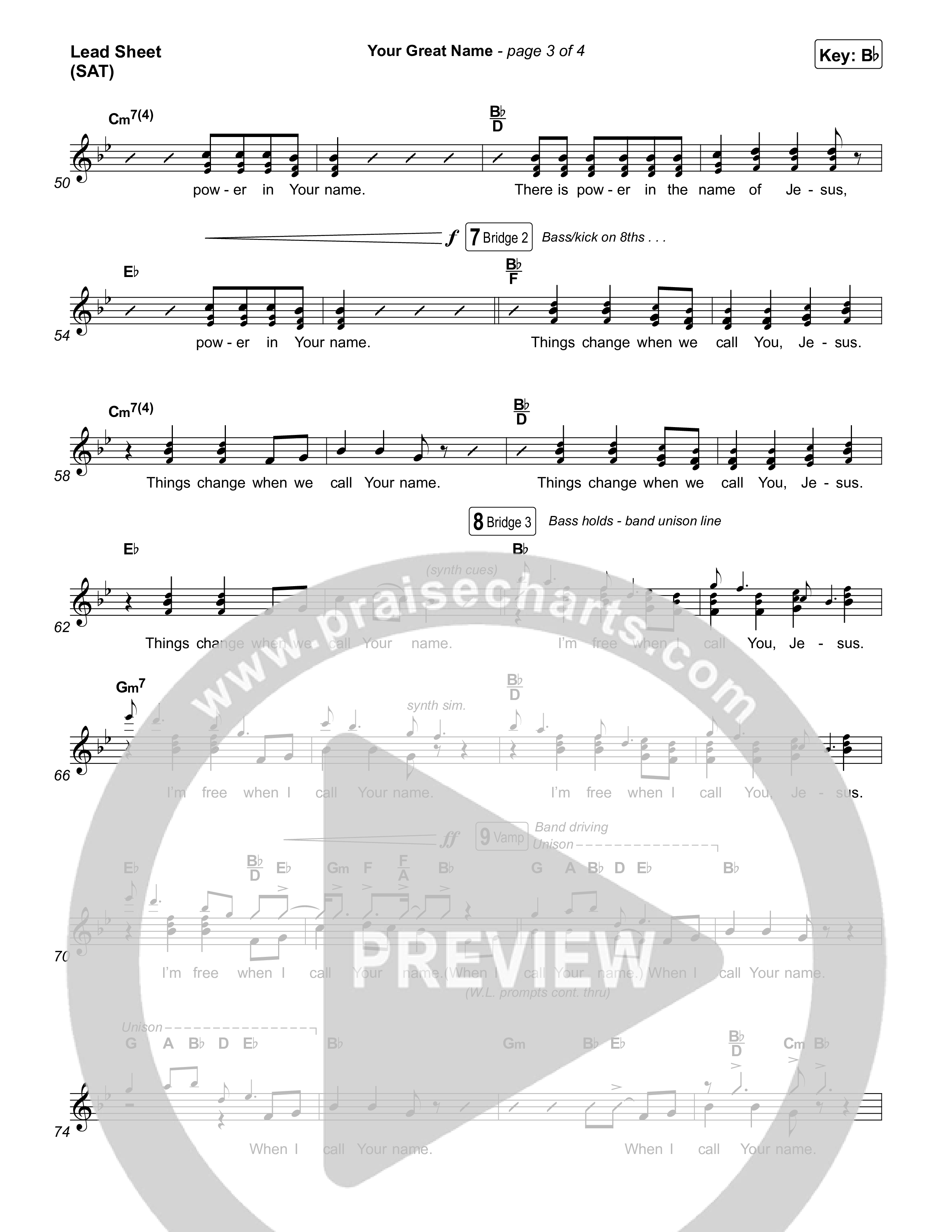 Your Great Name Lead Sheet (SAT) (Todd Dulaney)