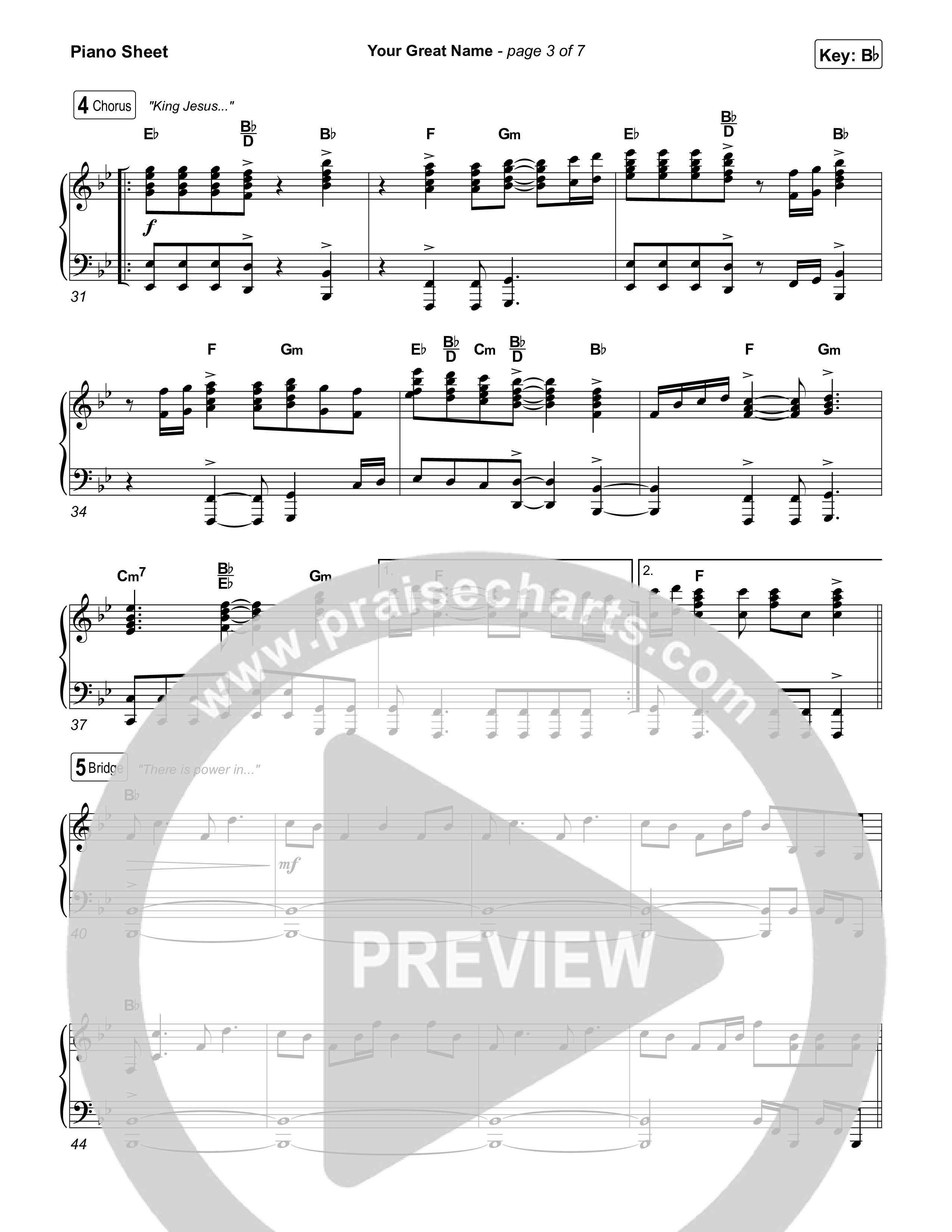 Your Great Name Piano Sheet (Todd Dulaney)