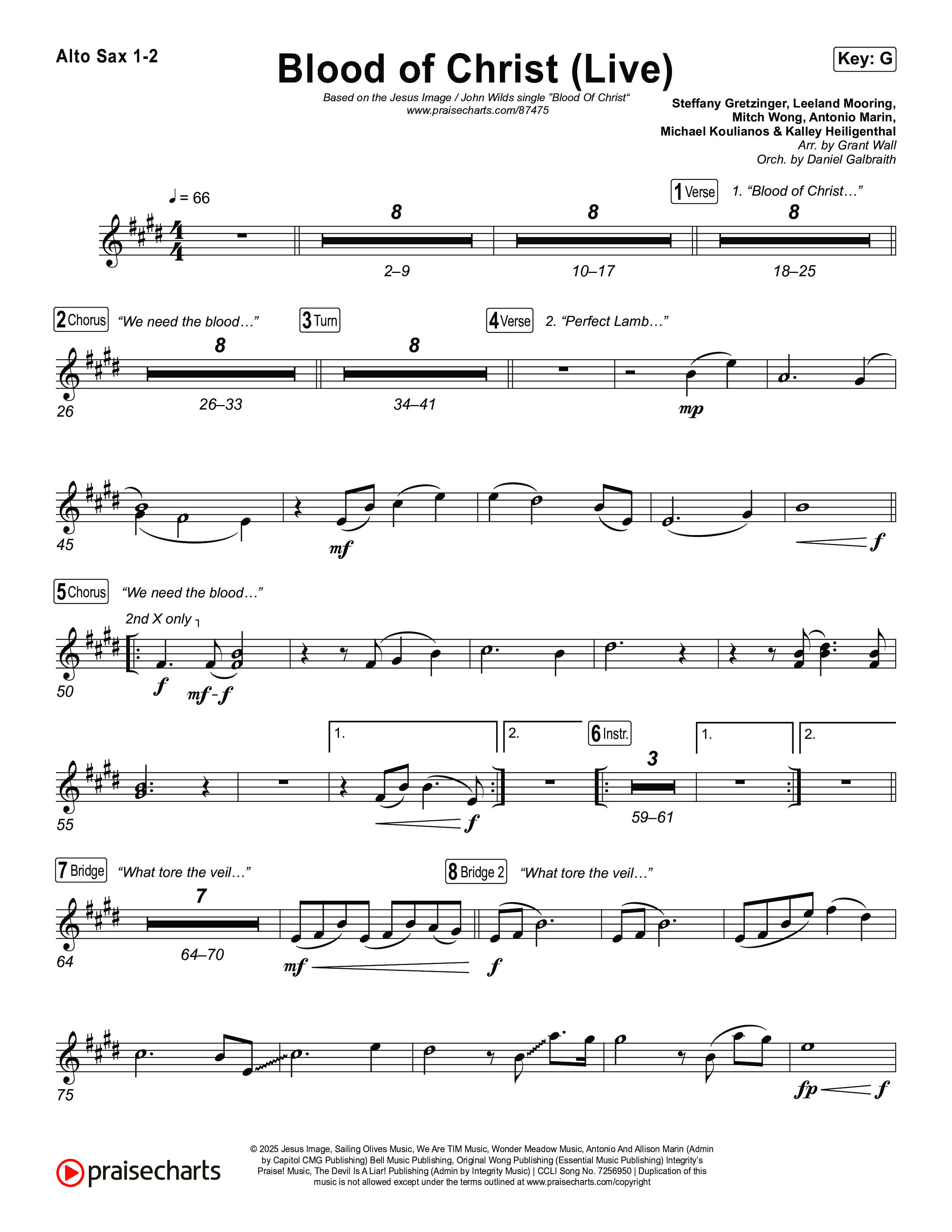 Blood Of Christ (Live) Alto Sax 1,2 (Jesus Image / John Wilds)