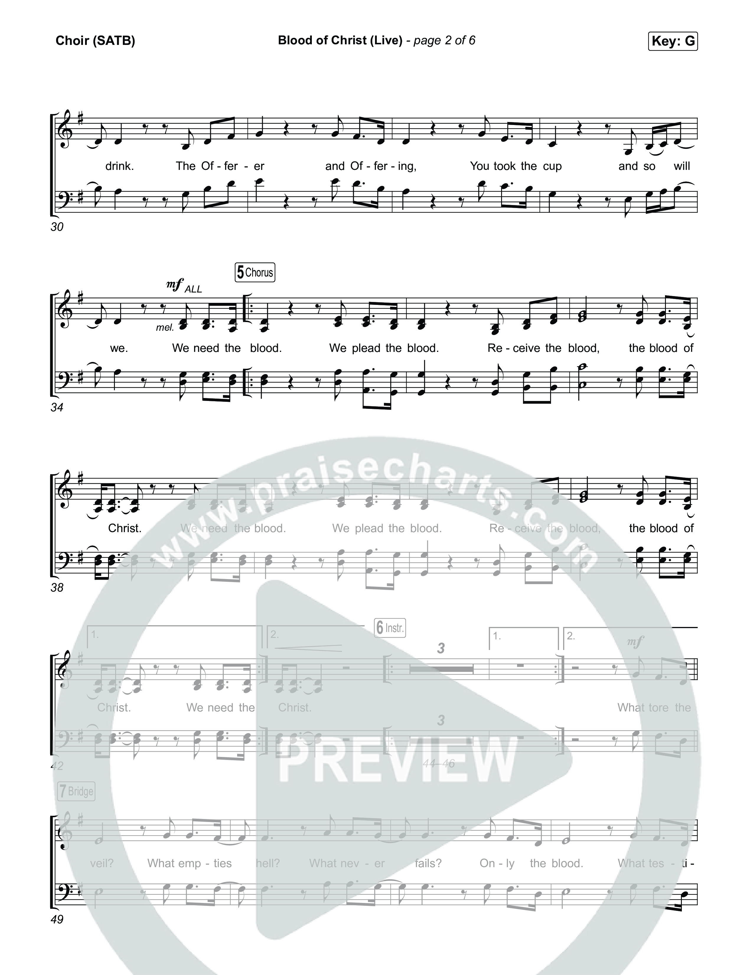 Blood Of Christ (Live) Choir Sheet (SATB) (Jesus Image / John Wilds)