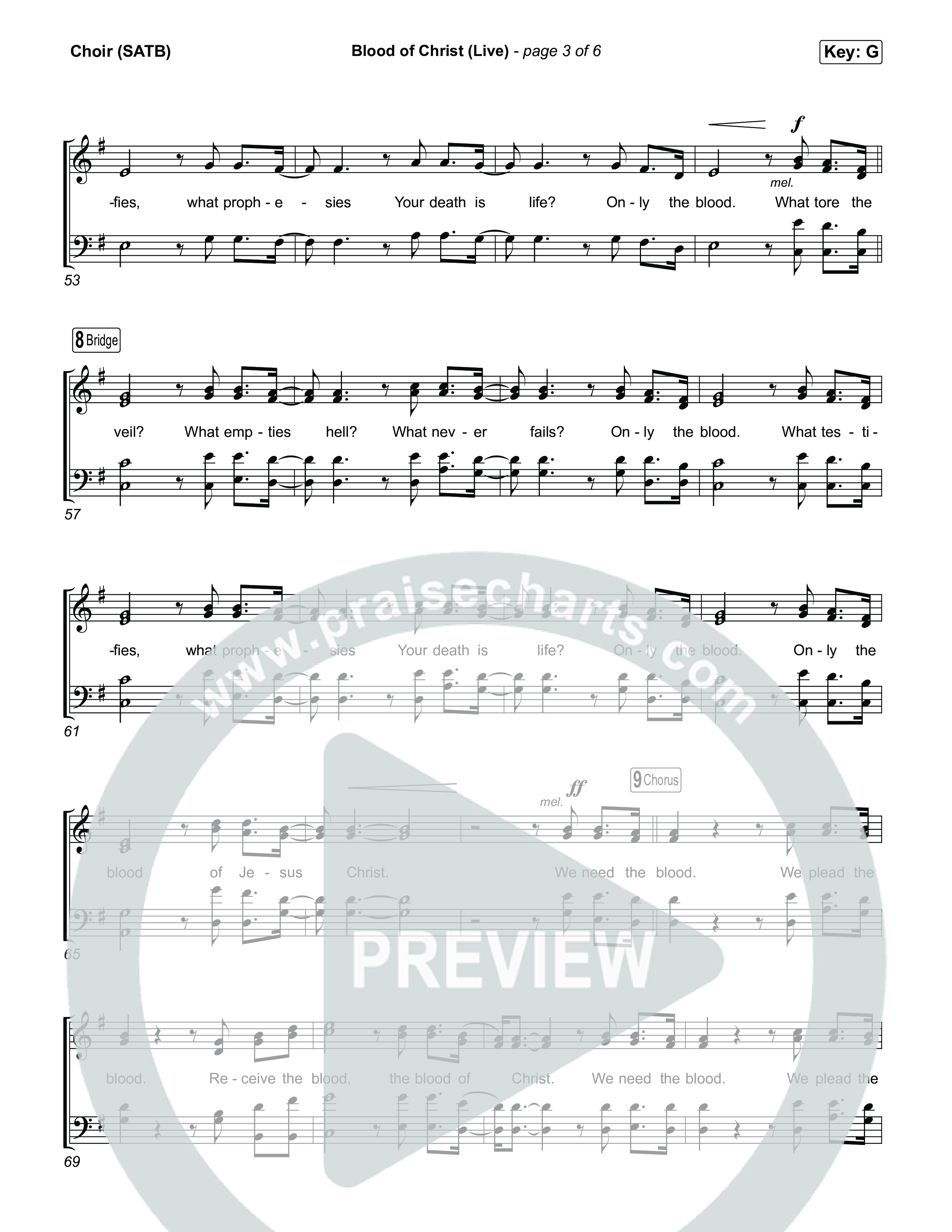 Blood Of Christ (Live) Choir Sheet (SATB) (Jesus Image / John Wilds)