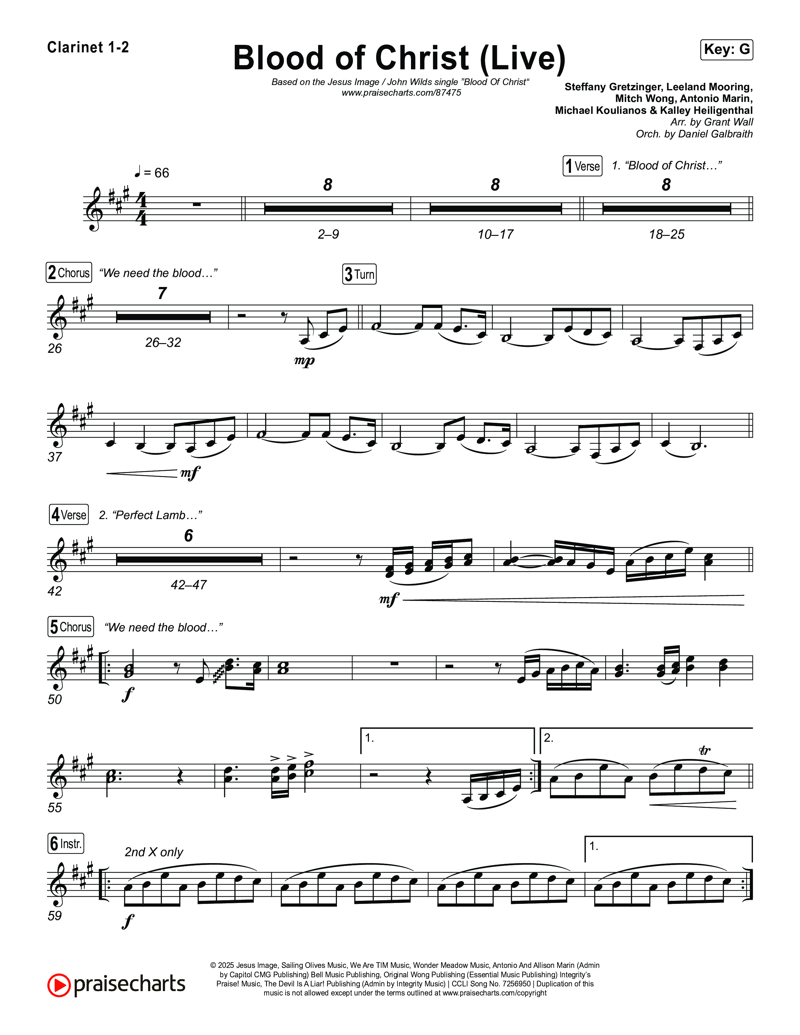 Blood Of Christ (Live) Clarinet 1,2 (Jesus Image / John Wilds)