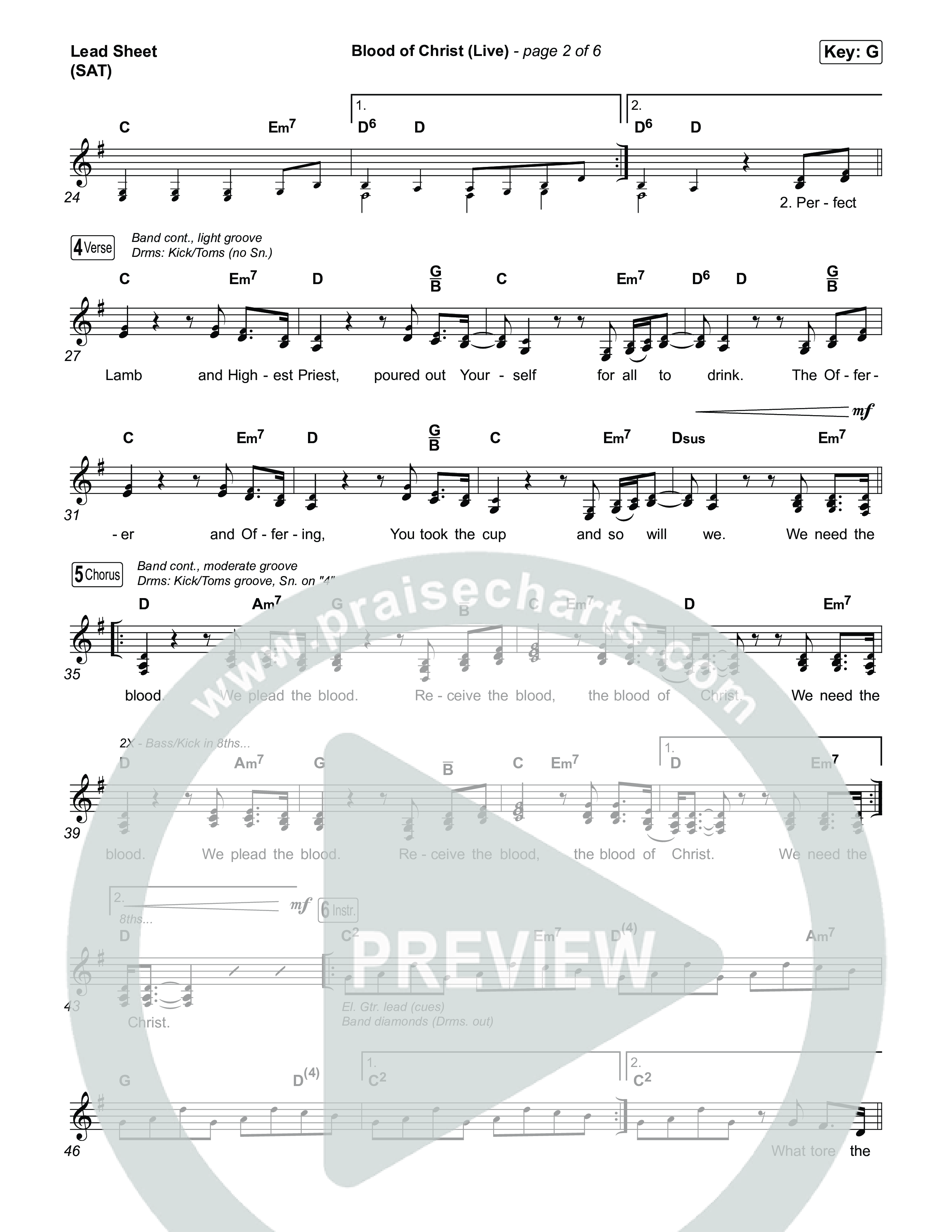 Blood Of Christ (Live) Lead Sheet (SAT) (Jesus Image / John Wilds)