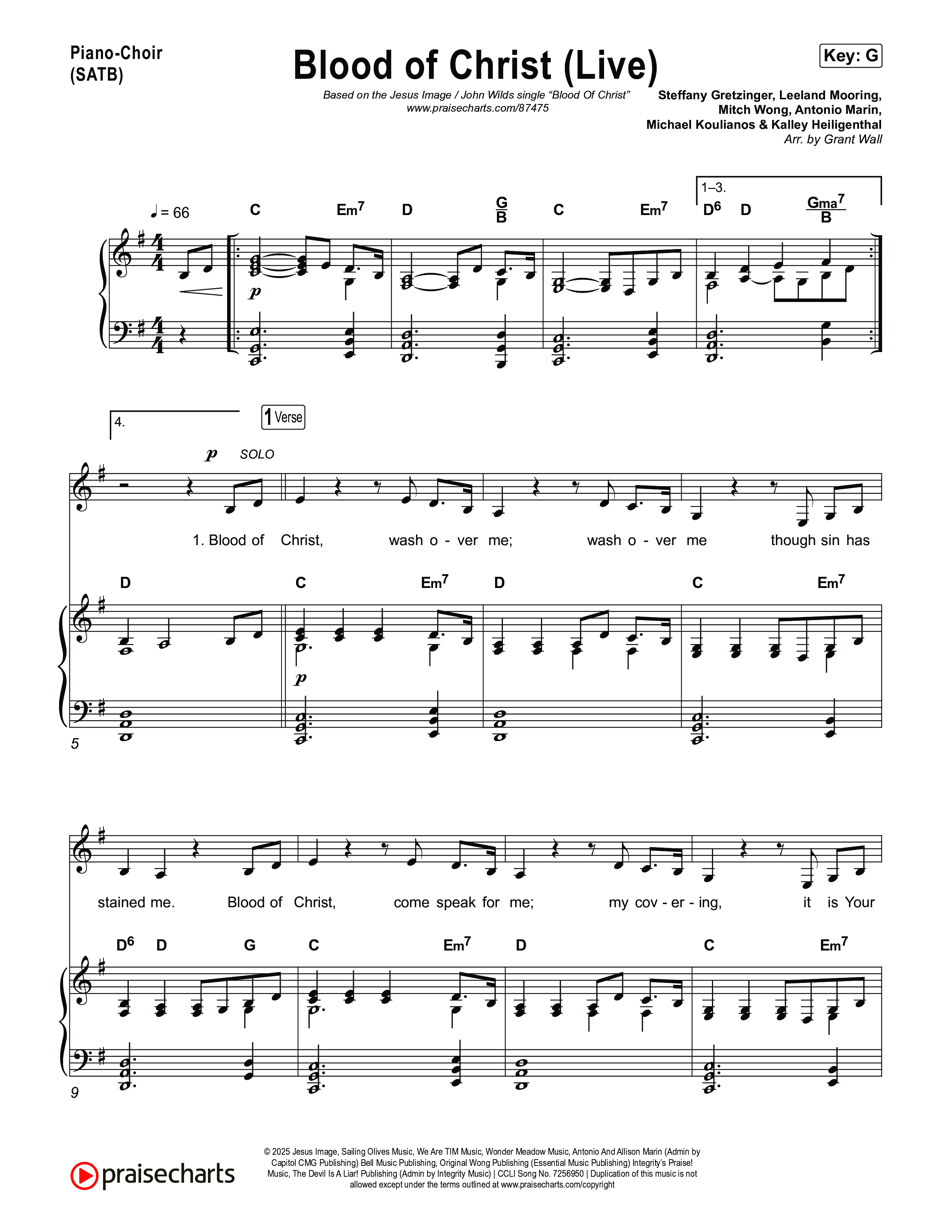 Blood Of Christ (Live) Piano/Vocal Pack (Jesus Image / John Wilds)