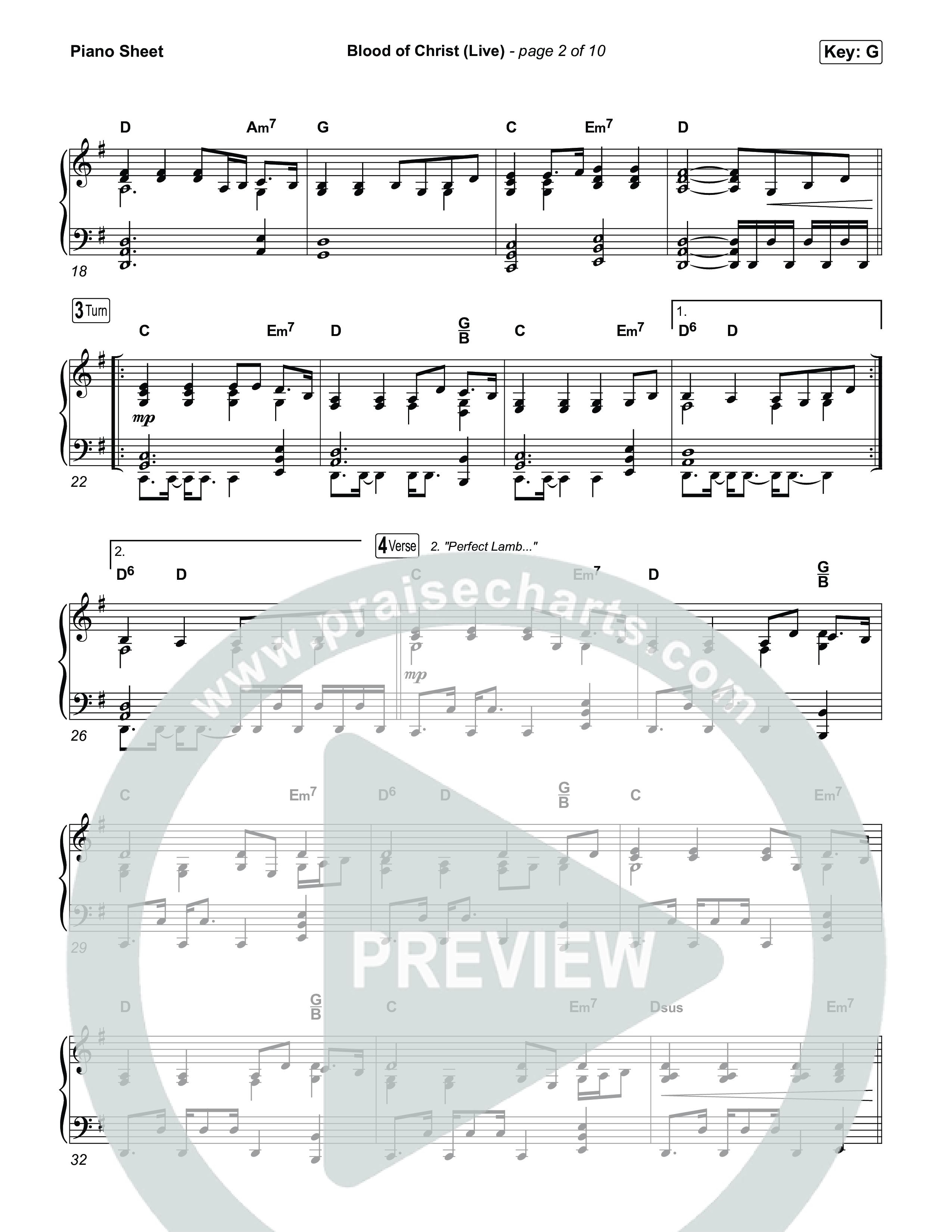 Blood Of Christ (Live) Piano Sheet (Jesus Image / John Wilds)