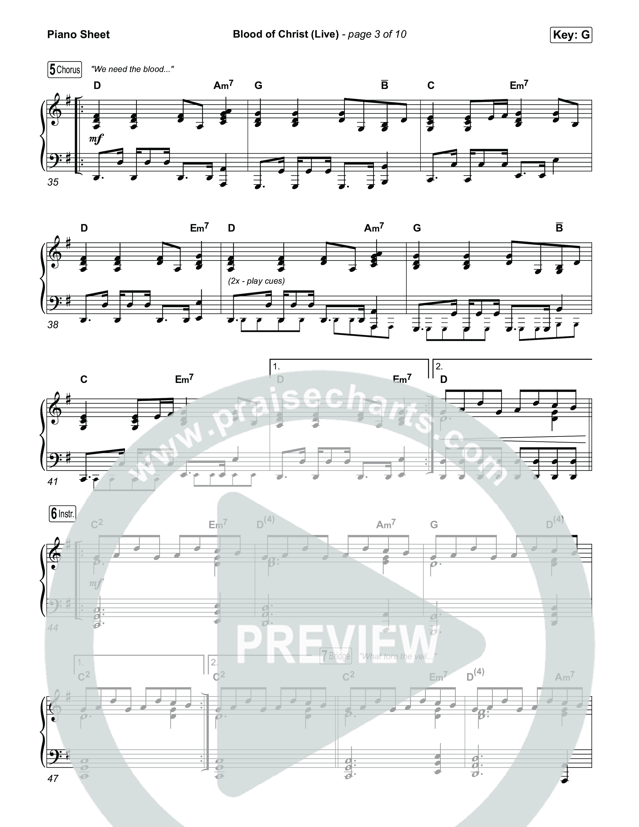 Blood Of Christ (Live) Piano Sheet (Jesus Image / John Wilds)