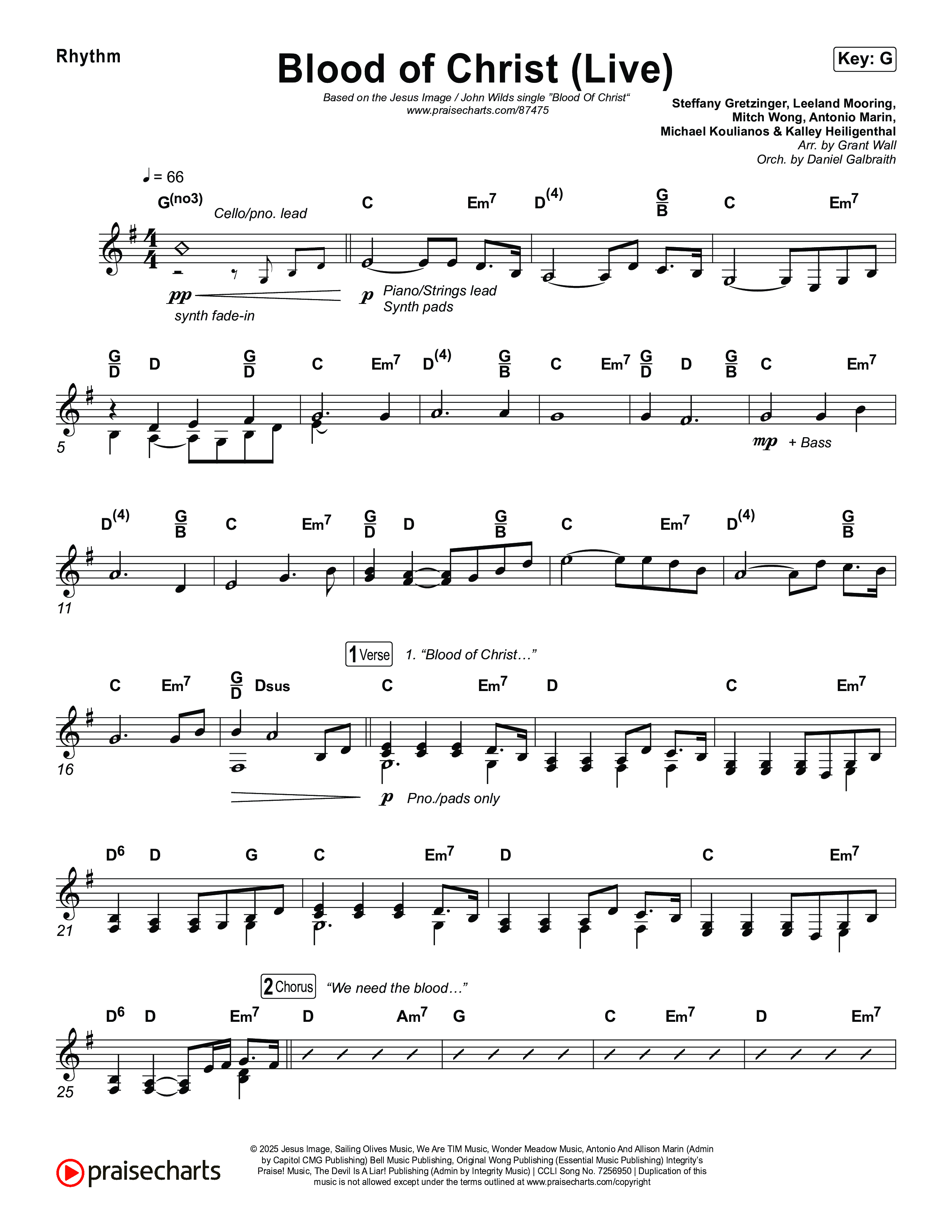 Blood Of Christ (Live) Rhythm Chart (Jesus Image / John Wilds)