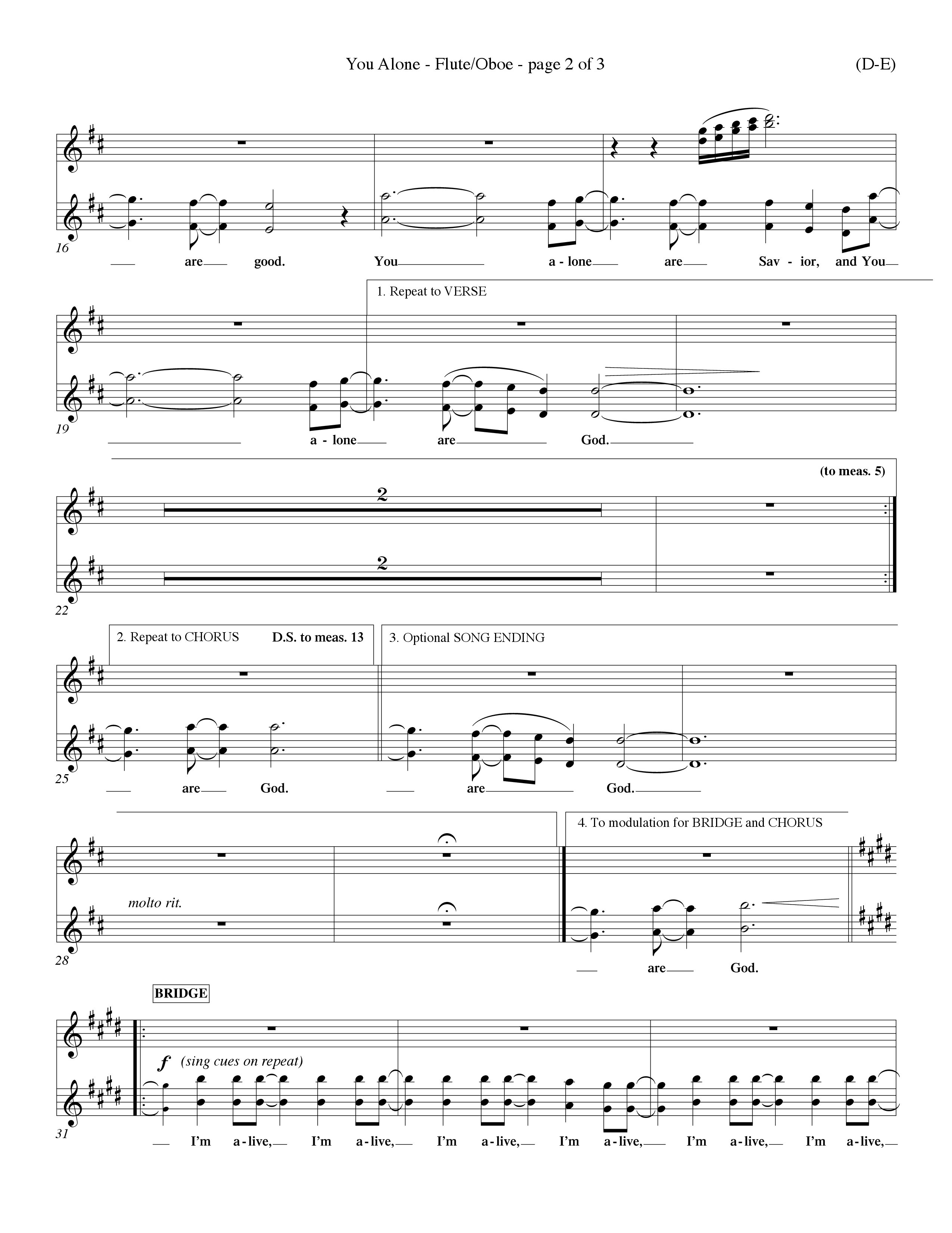 You Alone (Choral Anthem SATB) Flute/Oboe (Word Music Choral / Orch. Dave Williamson)