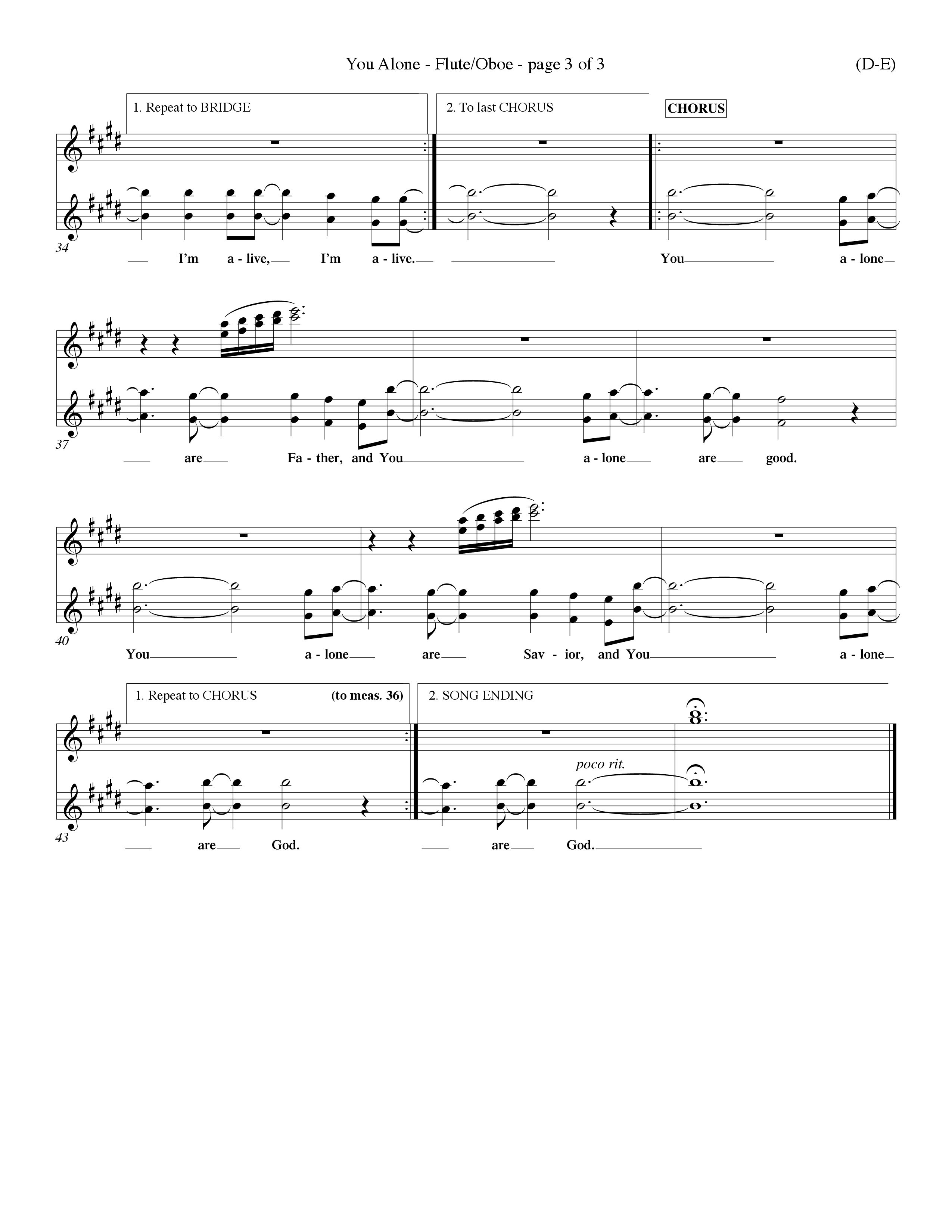 You Alone (Choral Anthem SATB) Flute/Oboe (Word Music Choral / Orch. Dave Williamson)