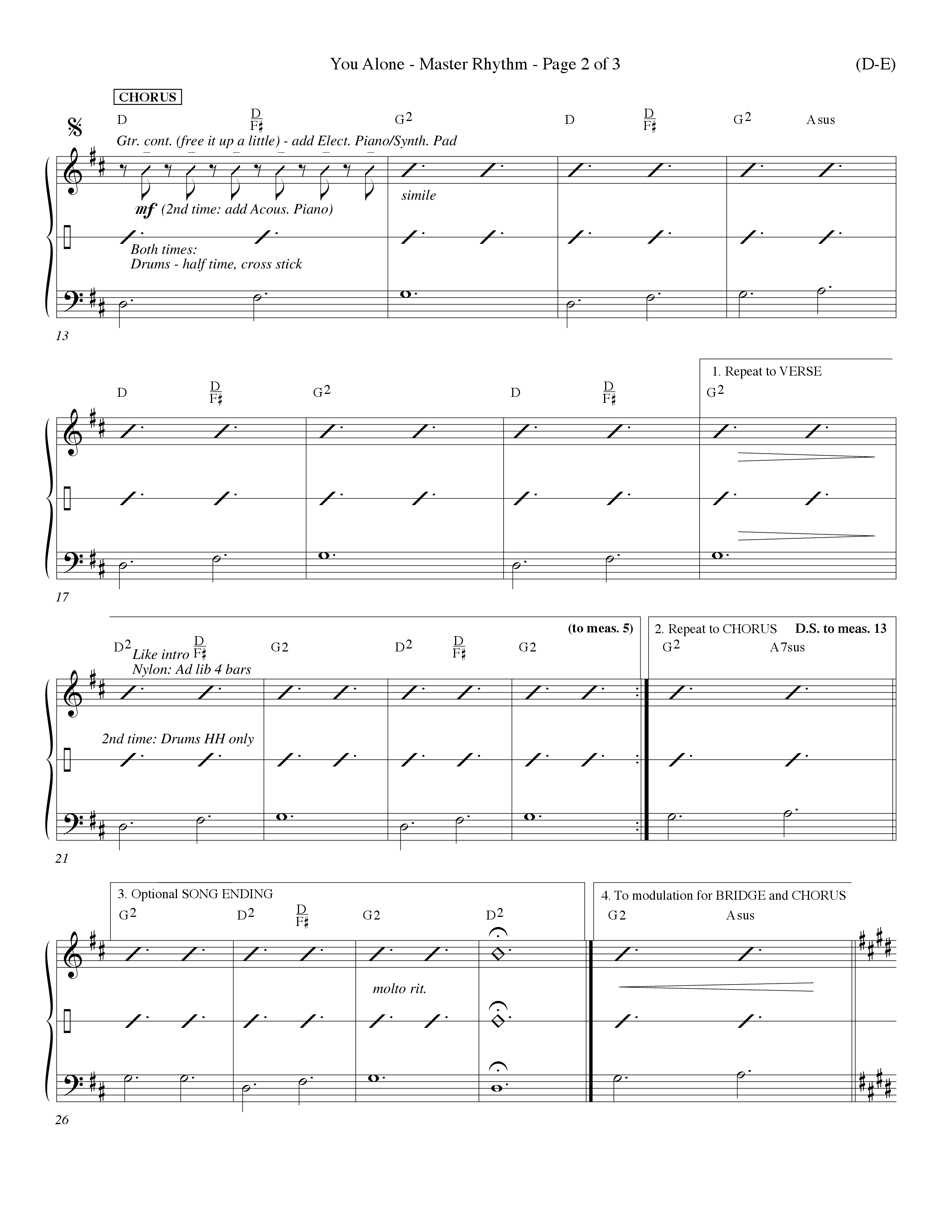 You Alone (Choral Anthem SATB) Rhythm Chart (Word Music Choral / Orch. Dave Williamson)