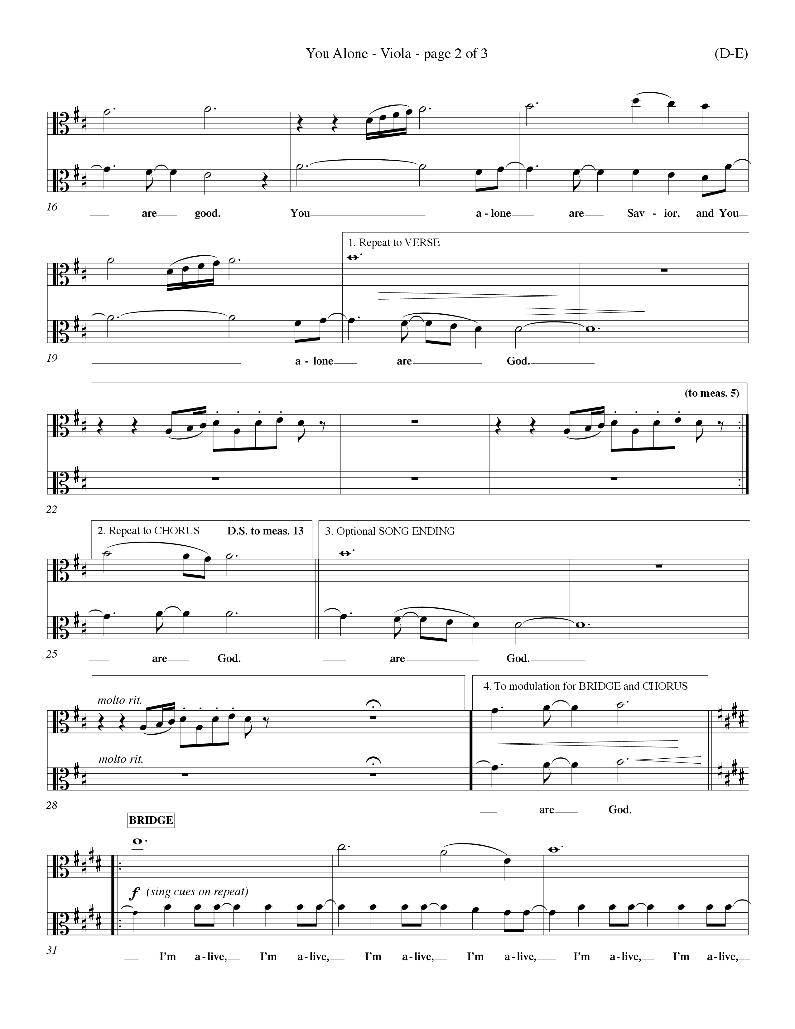 You Alone (Choral Anthem SATB) Viola (Word Music Choral / Orch. Dave Williamson)