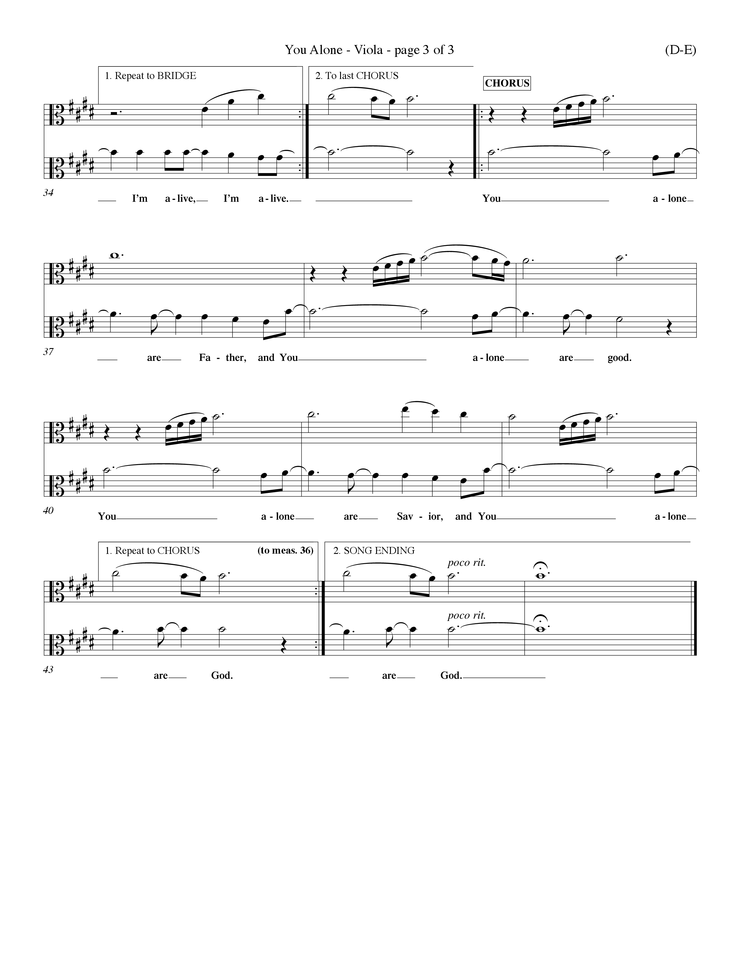 You Alone (Choral Anthem SATB) Viola (Word Music Choral / Orch. Dave Williamson)