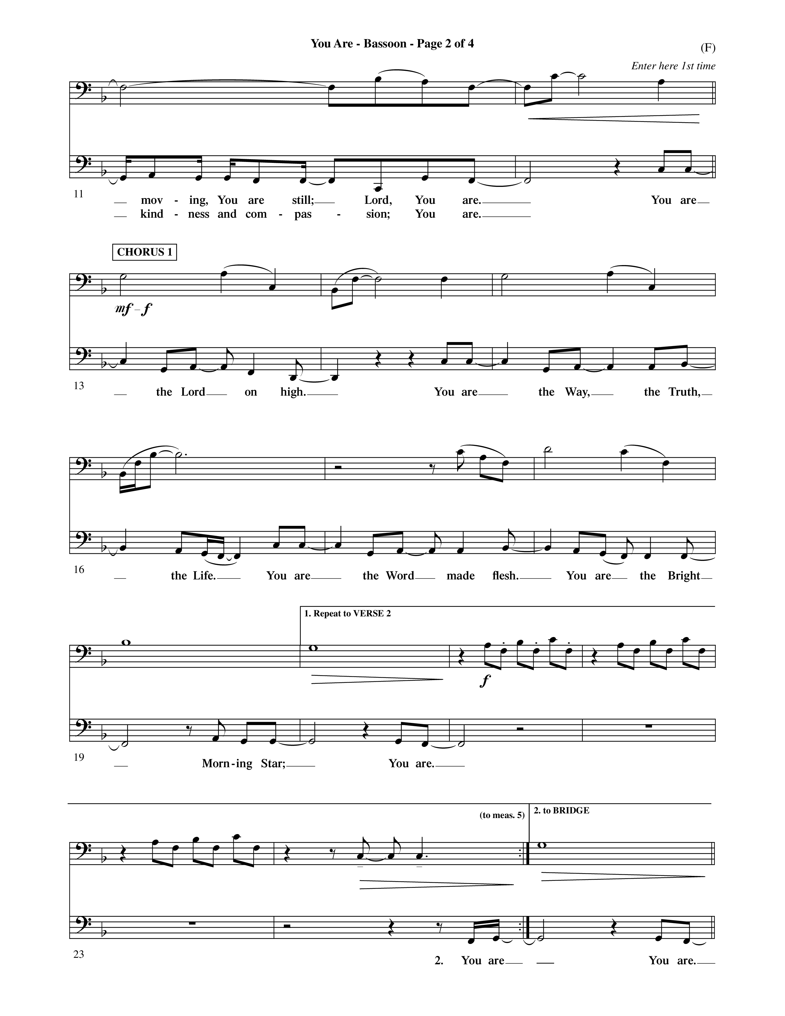 You Are (Choral Anthem SATB) Bassoon (Word Music Choral / Orch. David Shipps)