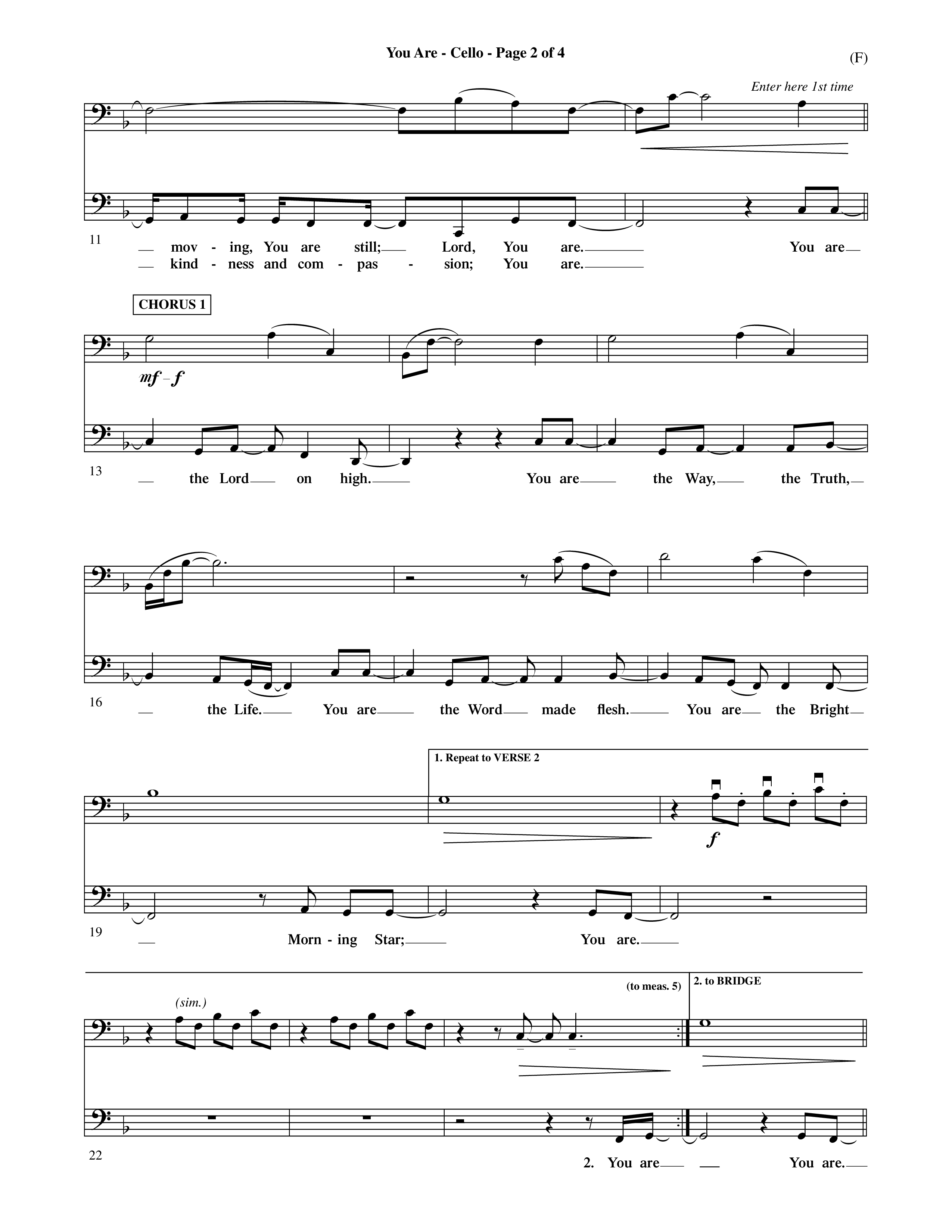 You Are (Choral Anthem SATB) Cello (Word Music Choral / Orch. David Shipps)