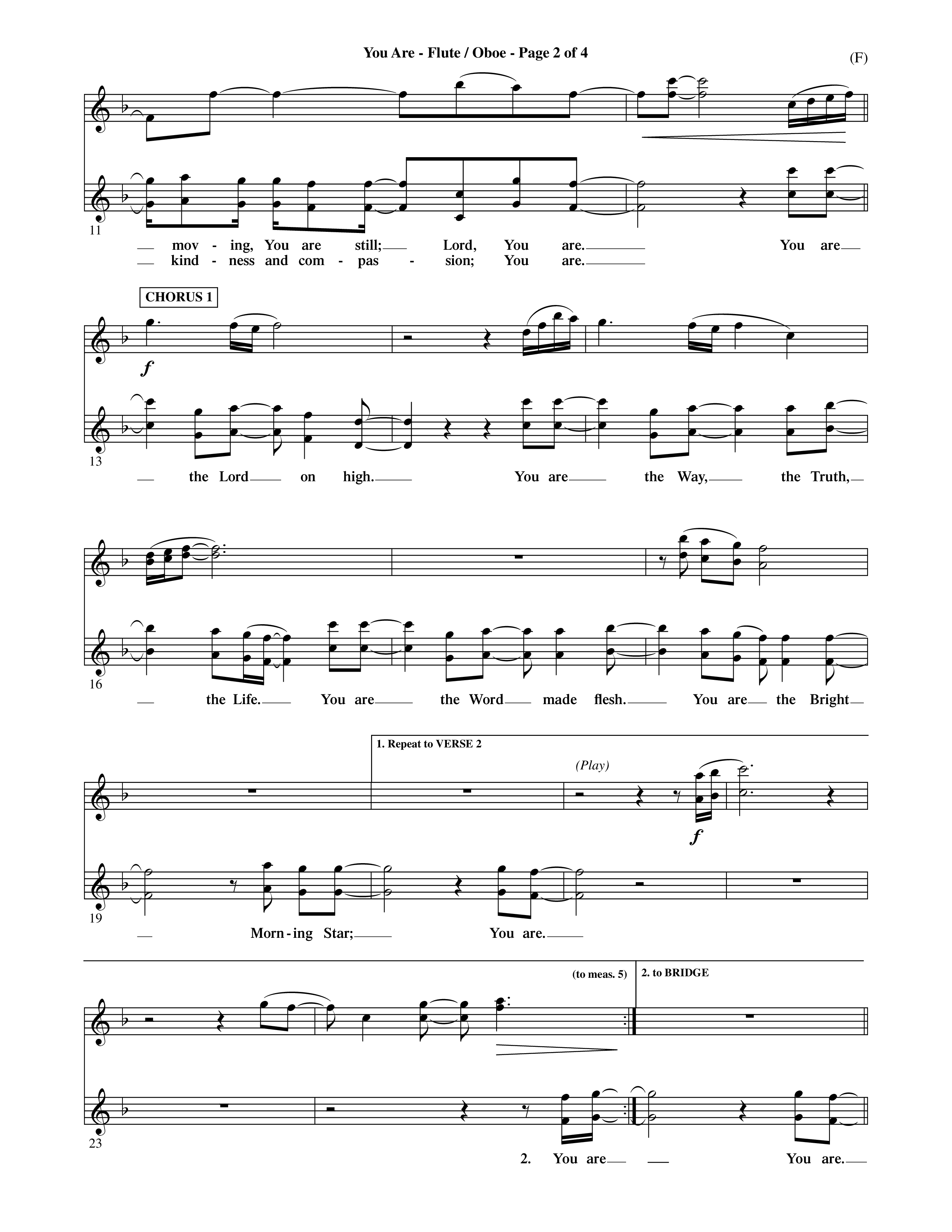 You Are (Choral Anthem SATB) Flute/Oboe (Word Music Choral / Orch. David Shipps)
