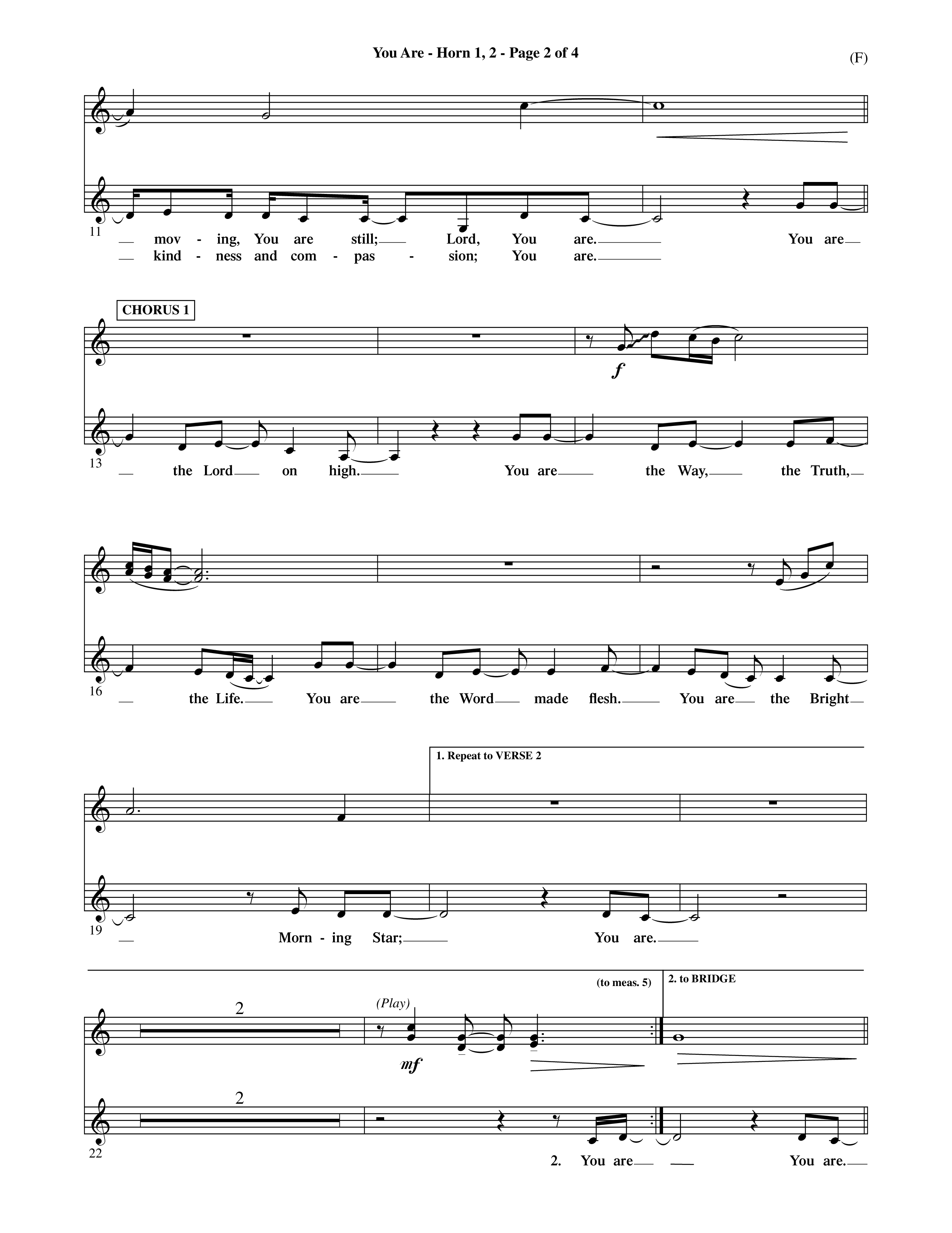 You Are (Choral Anthem SATB) French Horn (Word Music Choral / Orch. David Shipps)