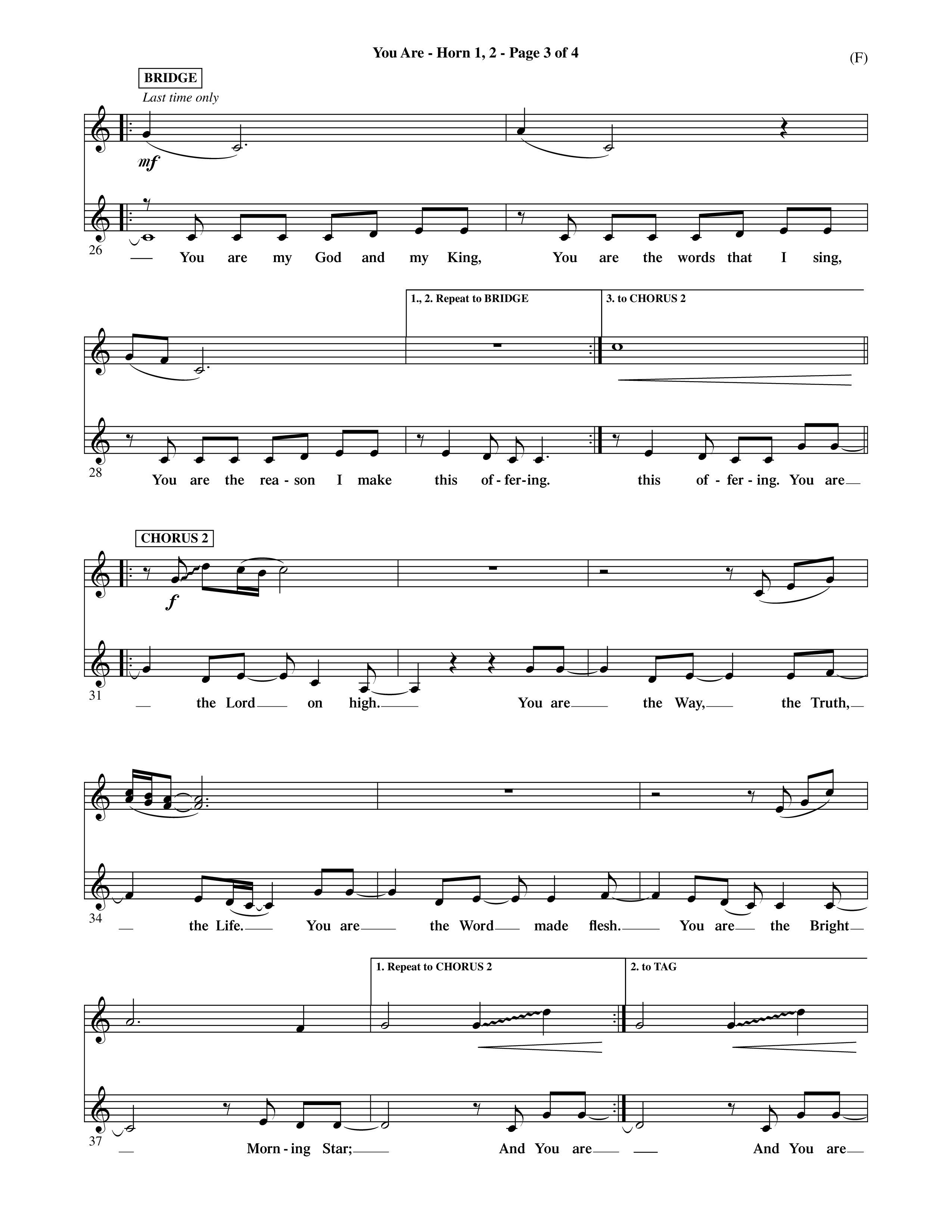 You Are (Choral Anthem SATB) French Horn (Word Music Choral / Orch. David Shipps)