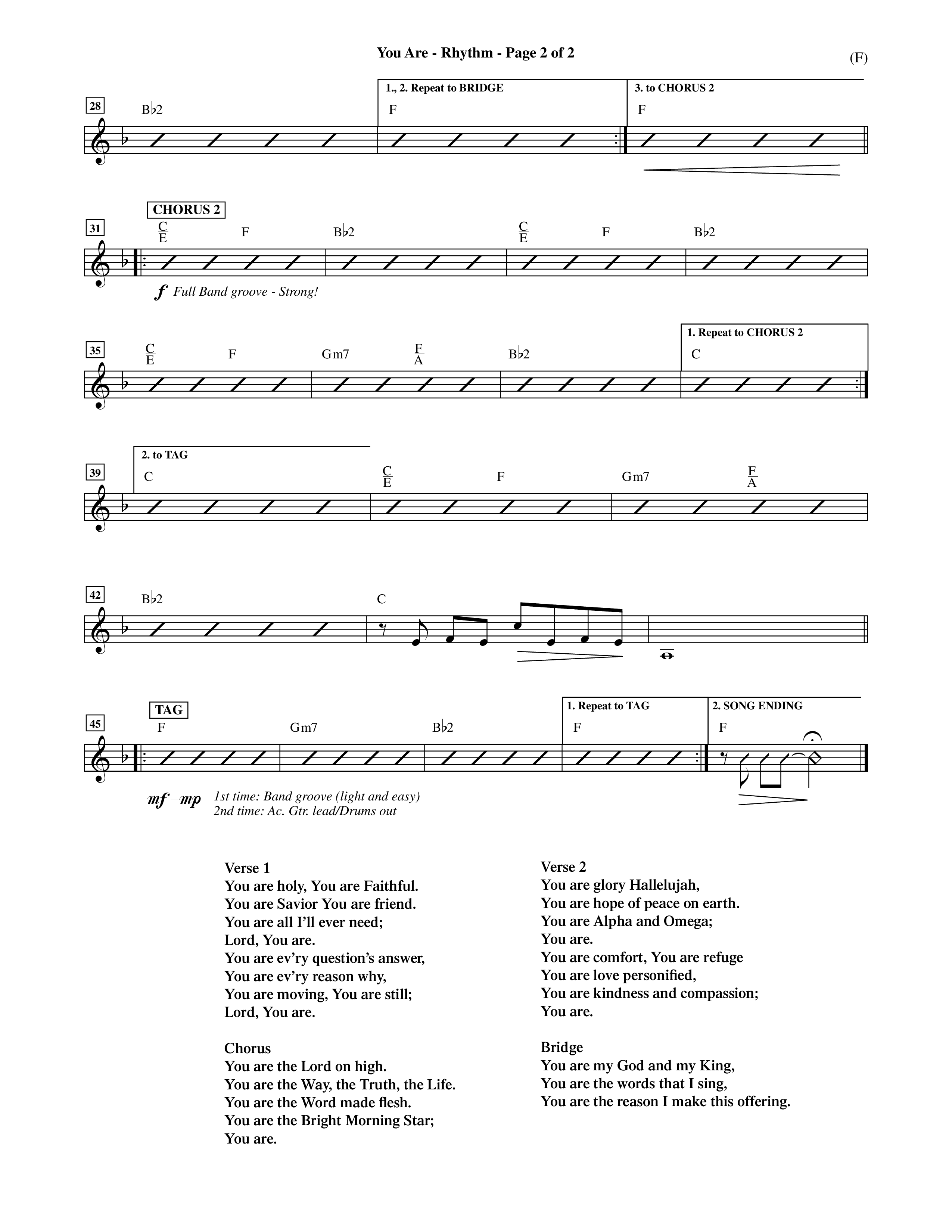 You Are (Choral Anthem SATB) Rhythm Chart (Word Music Choral / Orch. David Shipps)