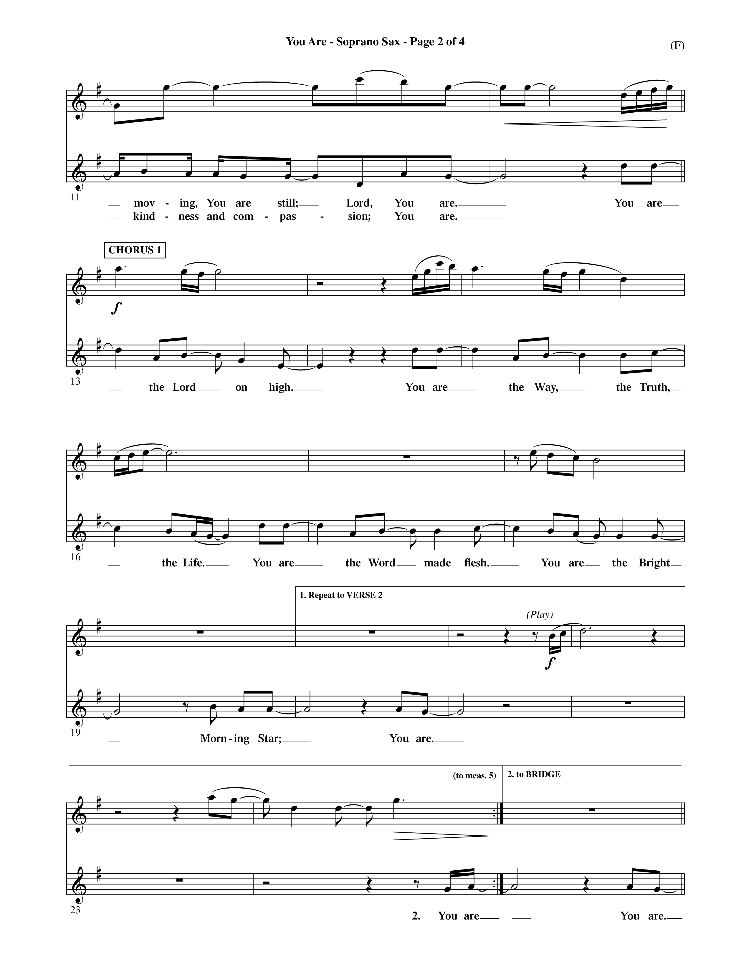 You Are (Choral Anthem SATB) Saxophone (Word Music Choral / Orch. David Shipps)