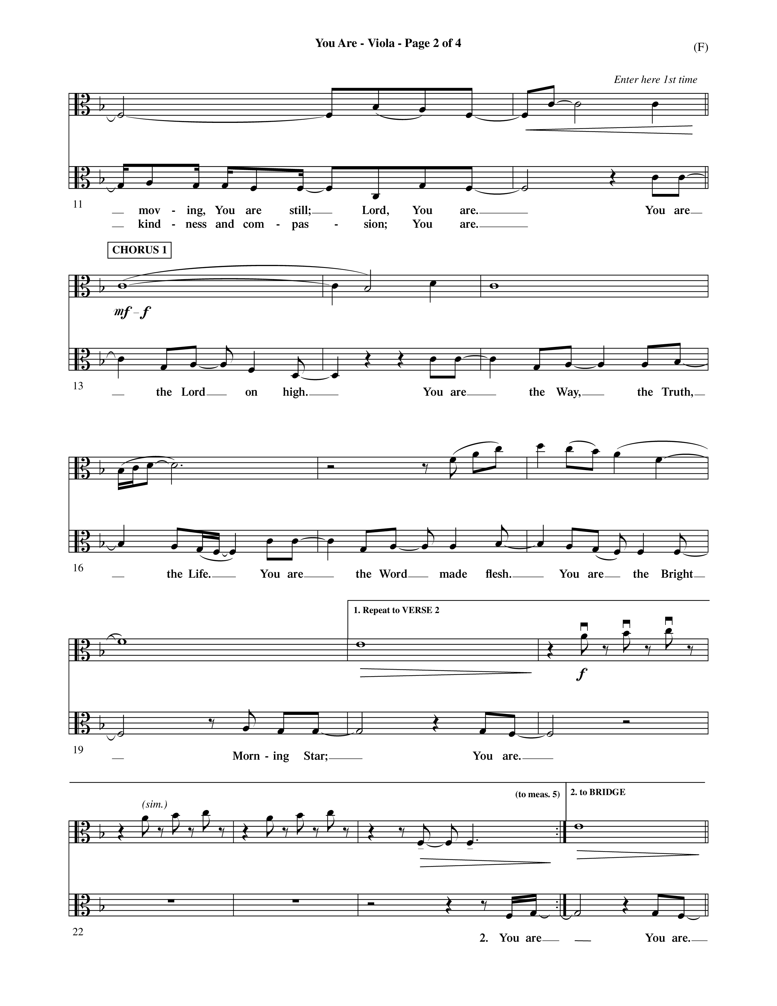 You Are (Choral Anthem SATB) Viola (Word Music Choral / Orch. David Shipps)