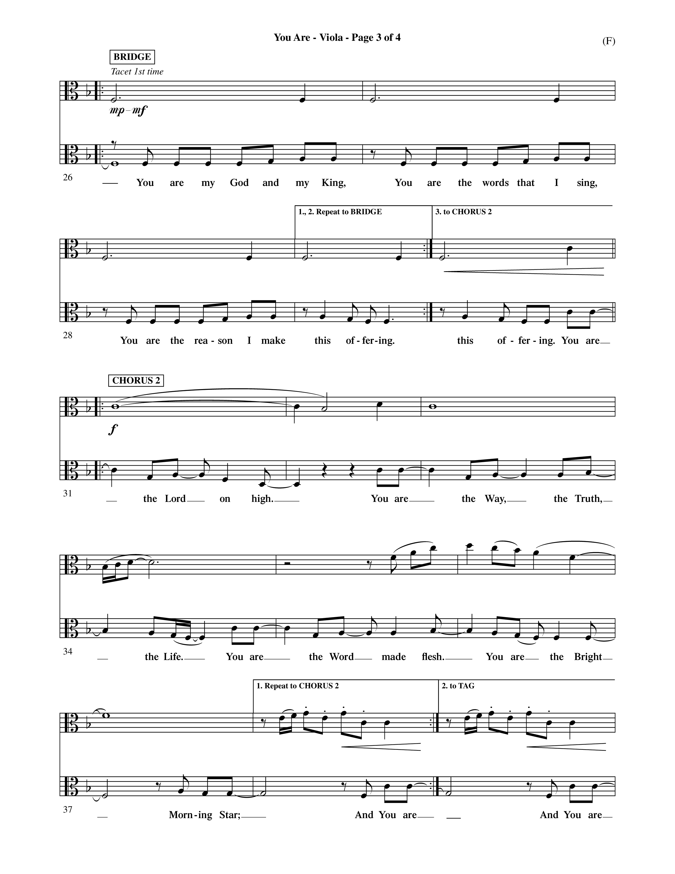 You Are (Choral Anthem SATB) Viola (Word Music Choral / Orch. David Shipps)