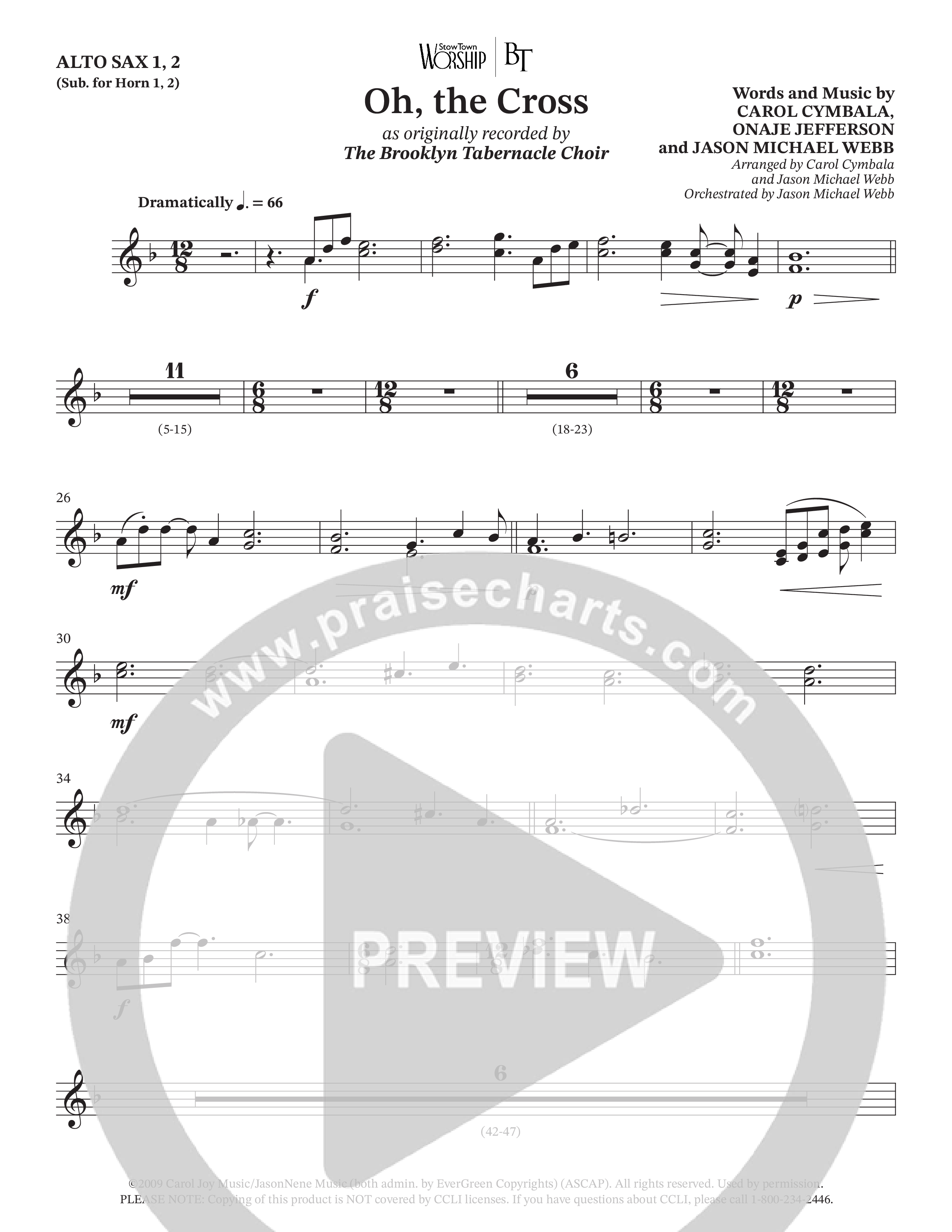 Oh The Cross (Choral Anthem SATB) Alto Sax (The Brooklyn Tabernacle Choir / Arr. Carol Cymbala / Orch. Jason Michael Webb)