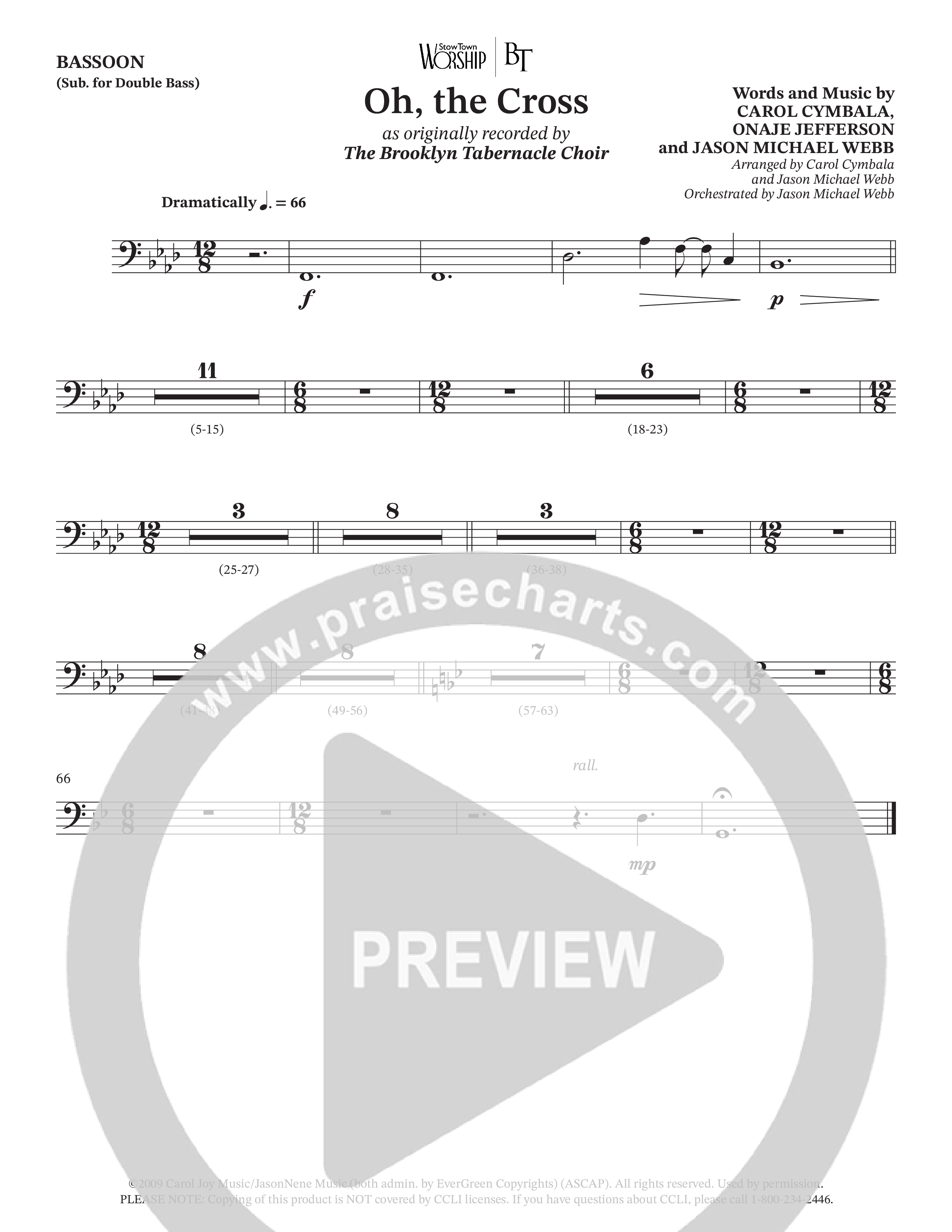 Oh The Cross (Choral Anthem SATB) Bassoon (The Brooklyn Tabernacle Choir / Arr. Carol Cymbala / Orch. Jason Michael Webb)