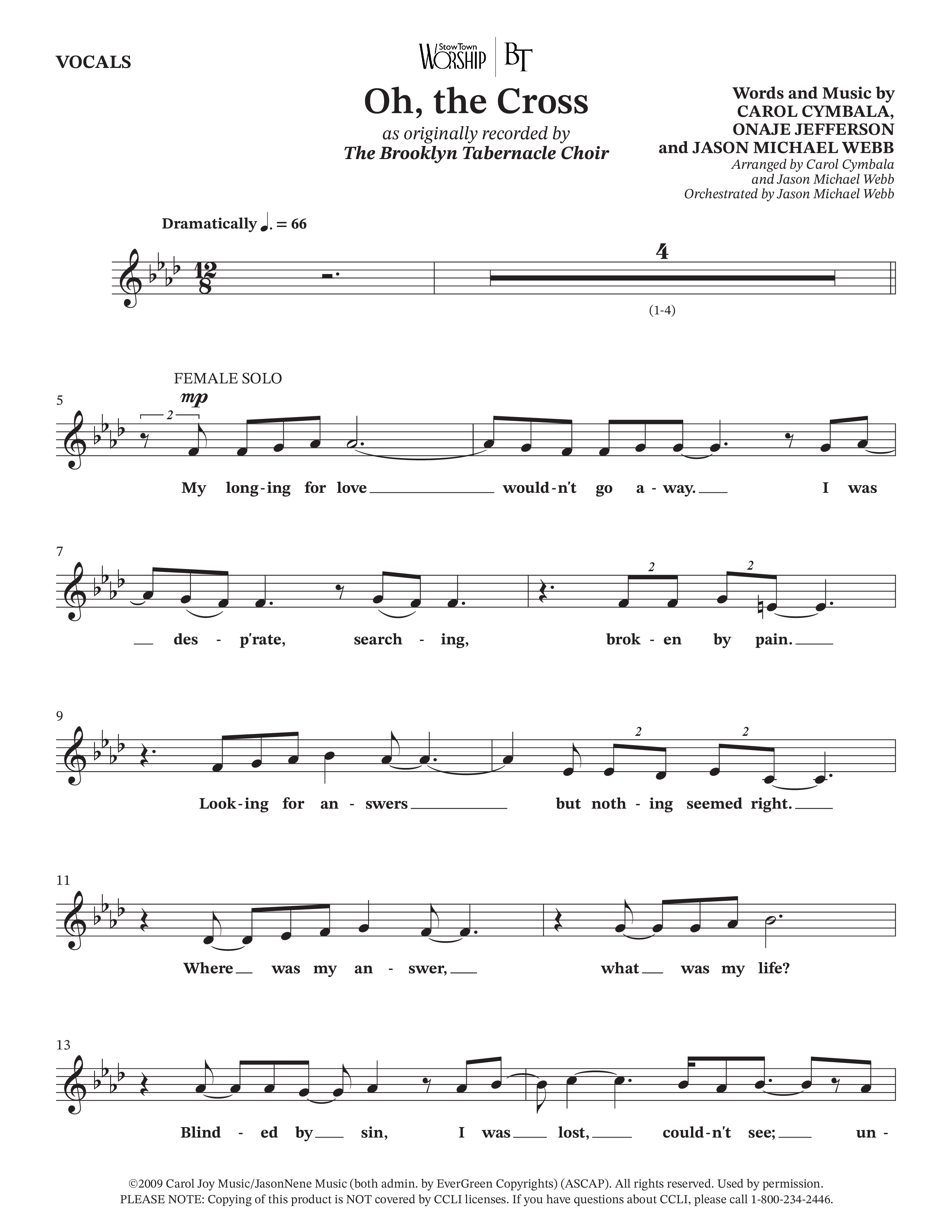 Oh The Cross (Choral Anthem SATB) Choir Sheet (SATB) (The Brooklyn Tabernacle Choir / Arr. Carol Cymbala / Orch. Jason Michael Webb)