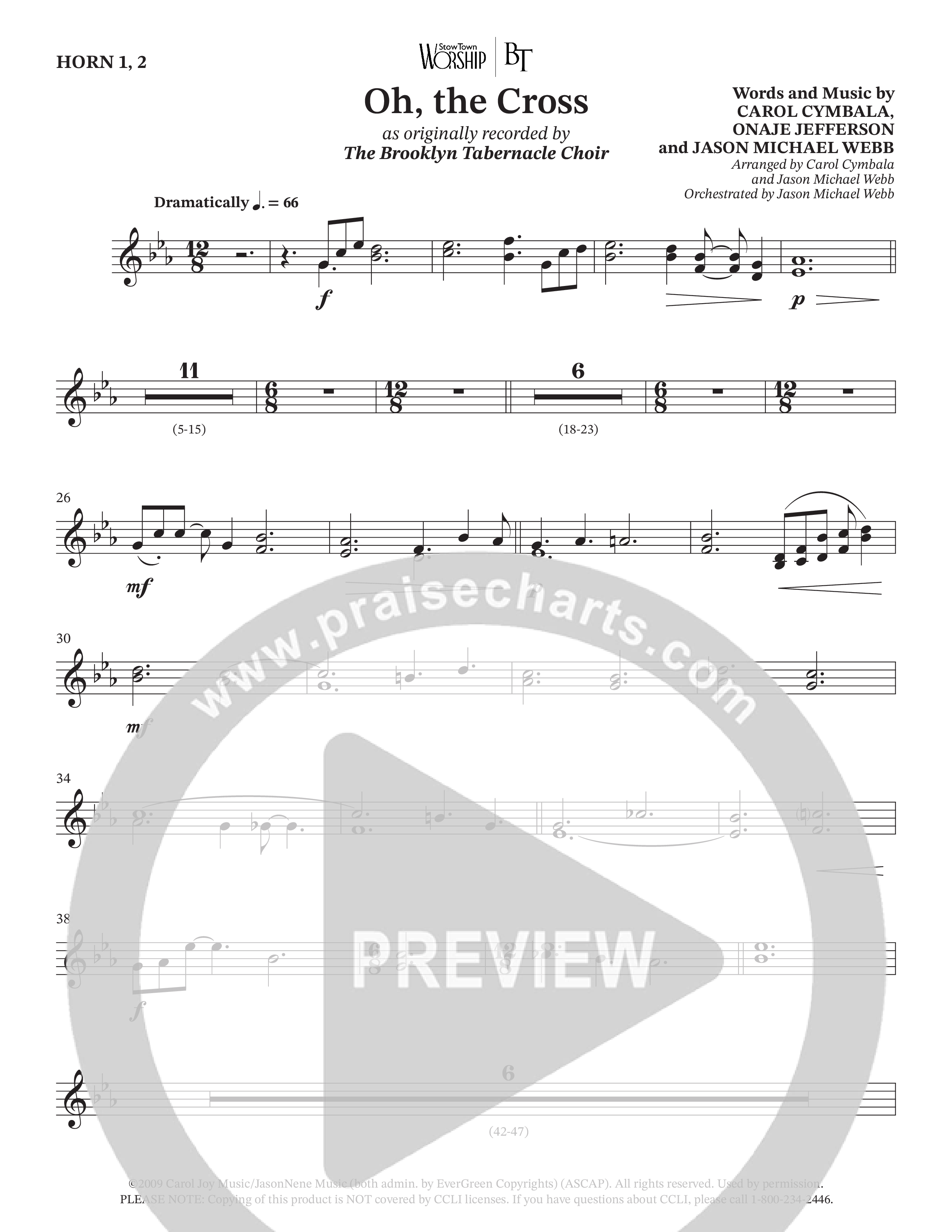 Oh The Cross (Choral Anthem SATB) French Horn 1/2 (The Brooklyn Tabernacle Choir / Arr. Carol Cymbala / Orch. Jason Michael Webb)