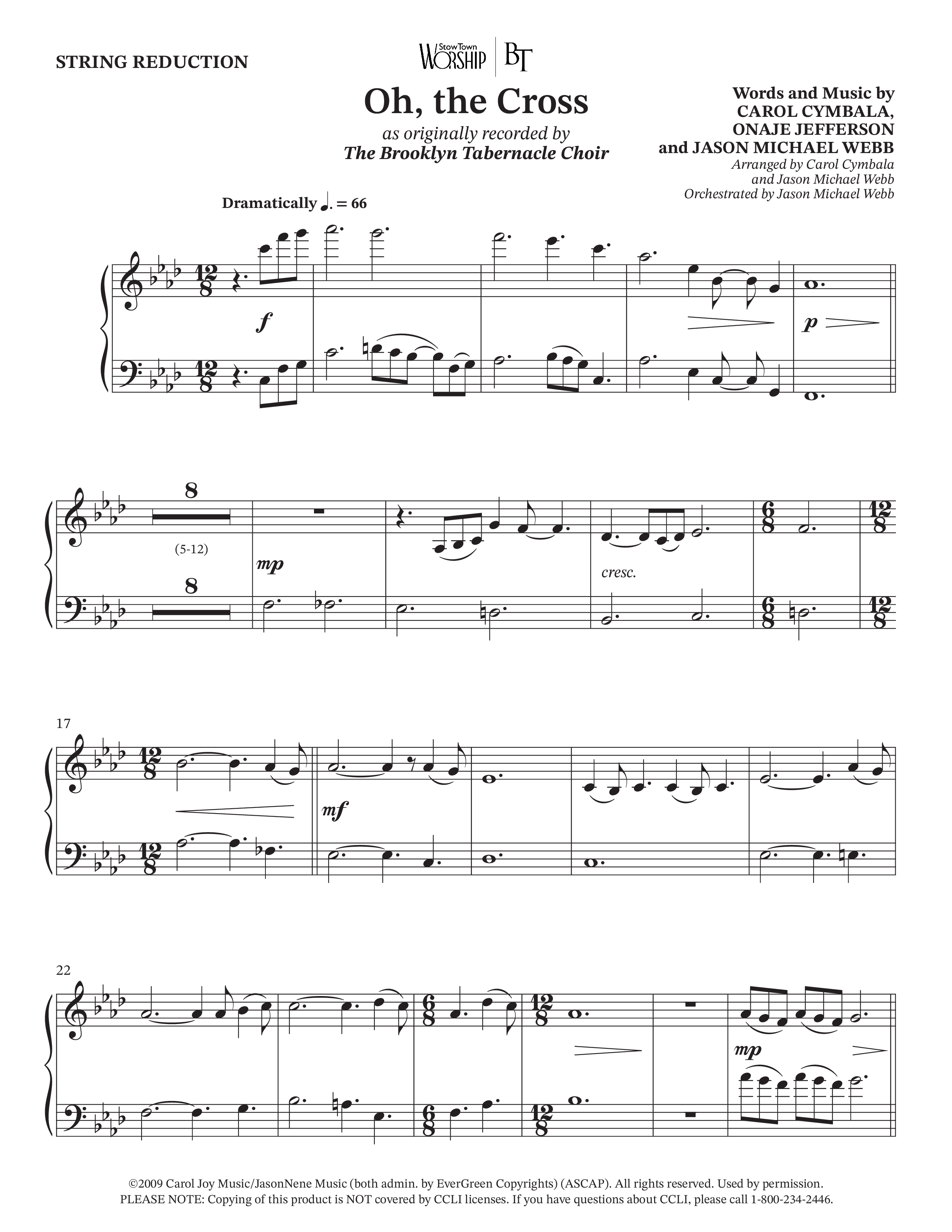 Oh The Cross (Choral Anthem SATB) String Reduction (The Brooklyn Tabernacle Choir / Arr. Carol Cymbala / Orch. Jason Michael Webb)