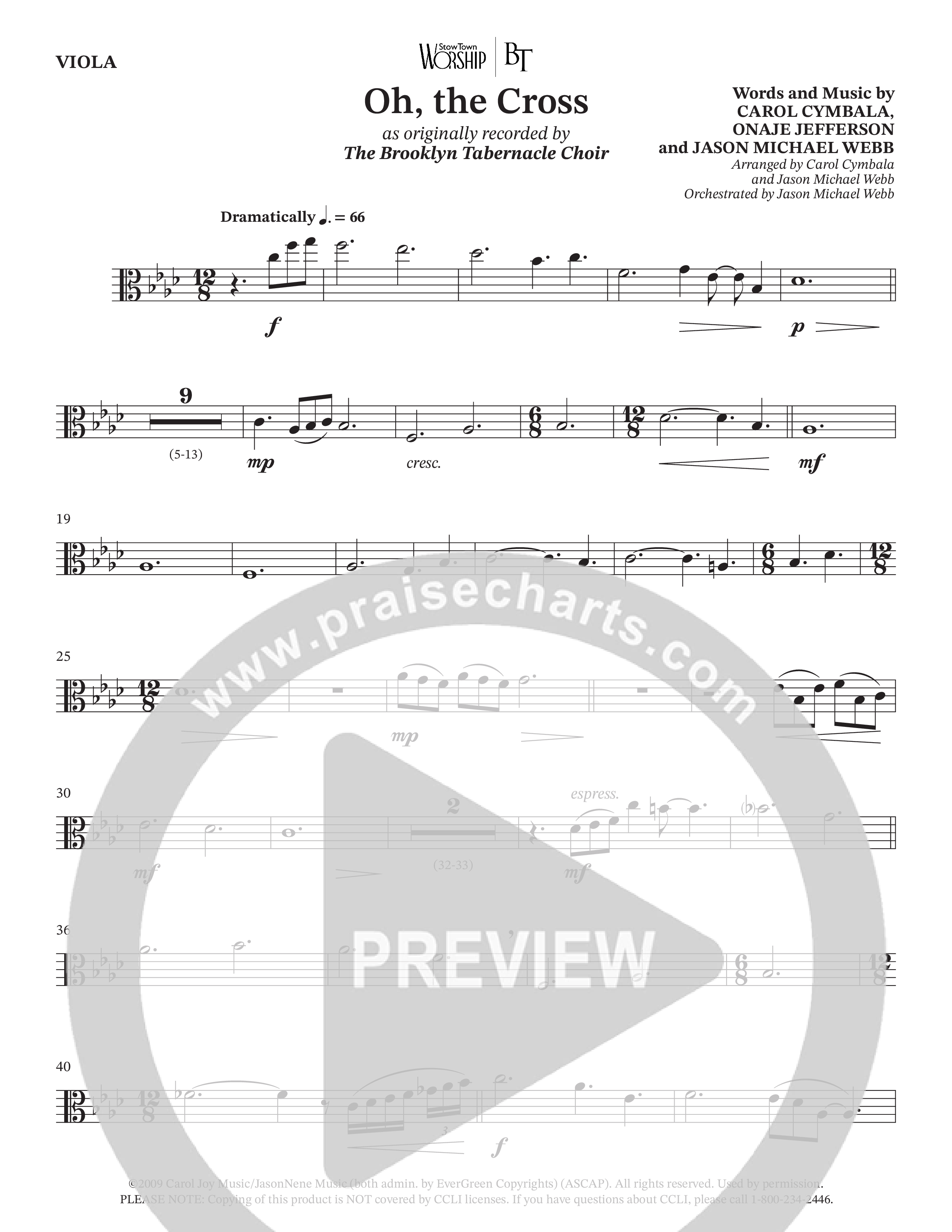 Oh The Cross (Choral Anthem SATB) Viola (The Brooklyn Tabernacle Choir / Arr. Carol Cymbala / Orch. Jason Michael Webb)