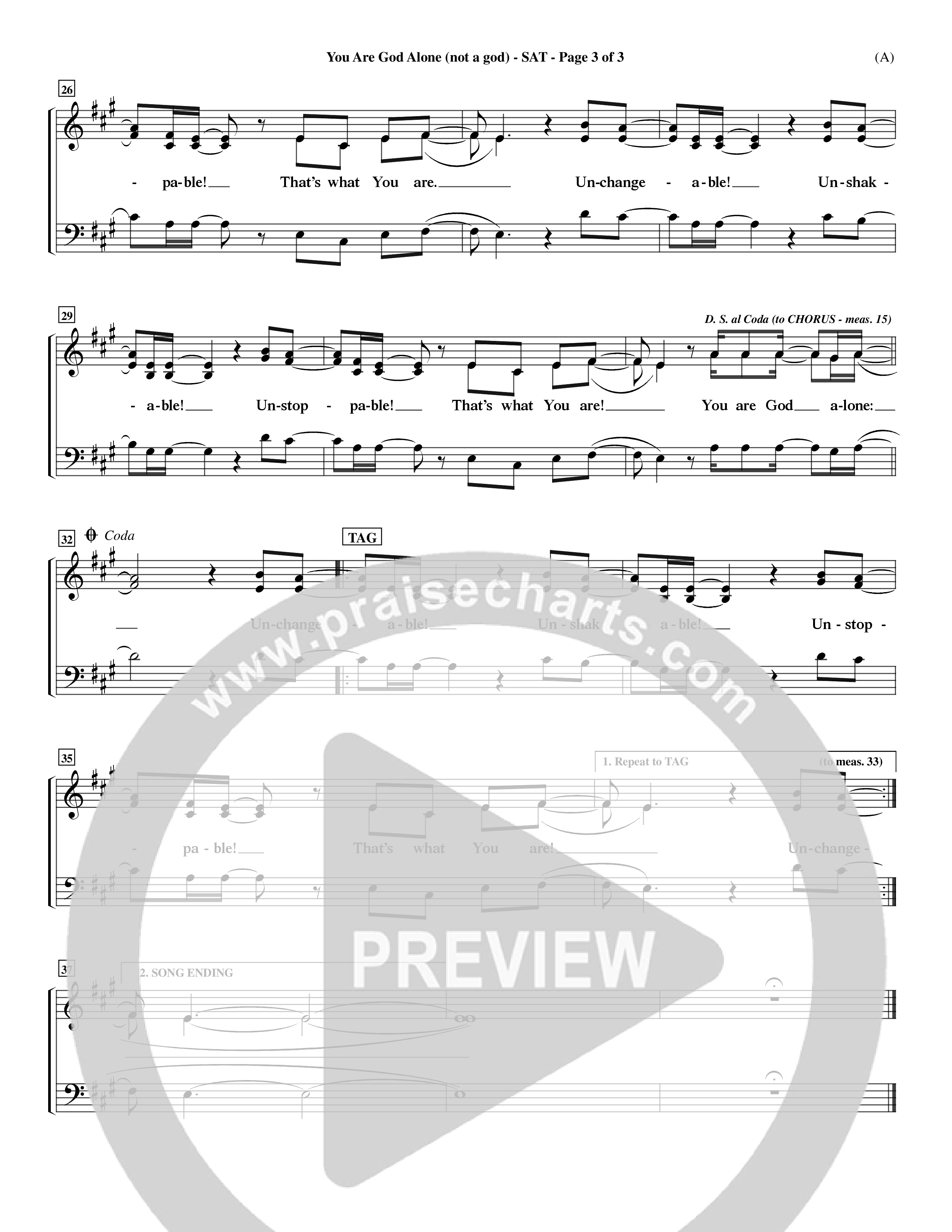 You Are God Alone (Choral Anthem SATB) Lead Sheet (SAT) (Word Music Choral / Orch. Jim Gray)