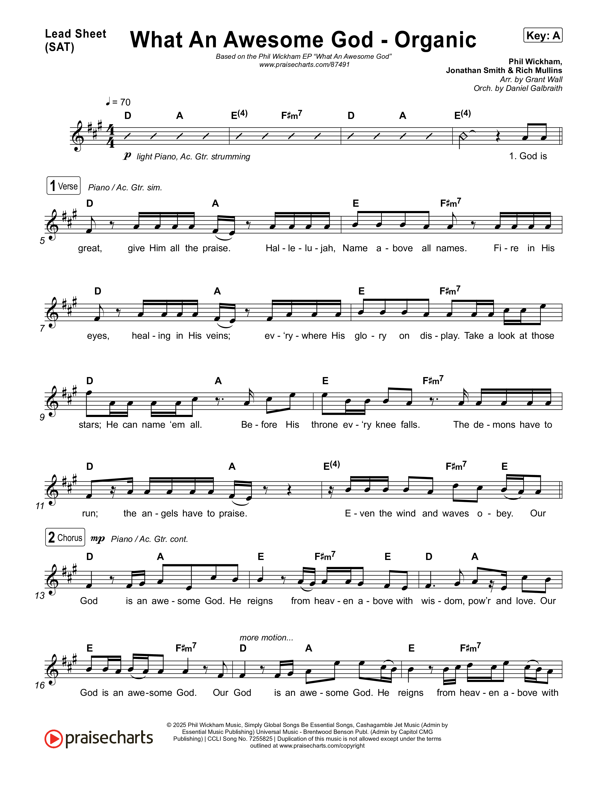 What An Awesome God (Organic) Lead Sheet (SAT) (Phil Wickham)