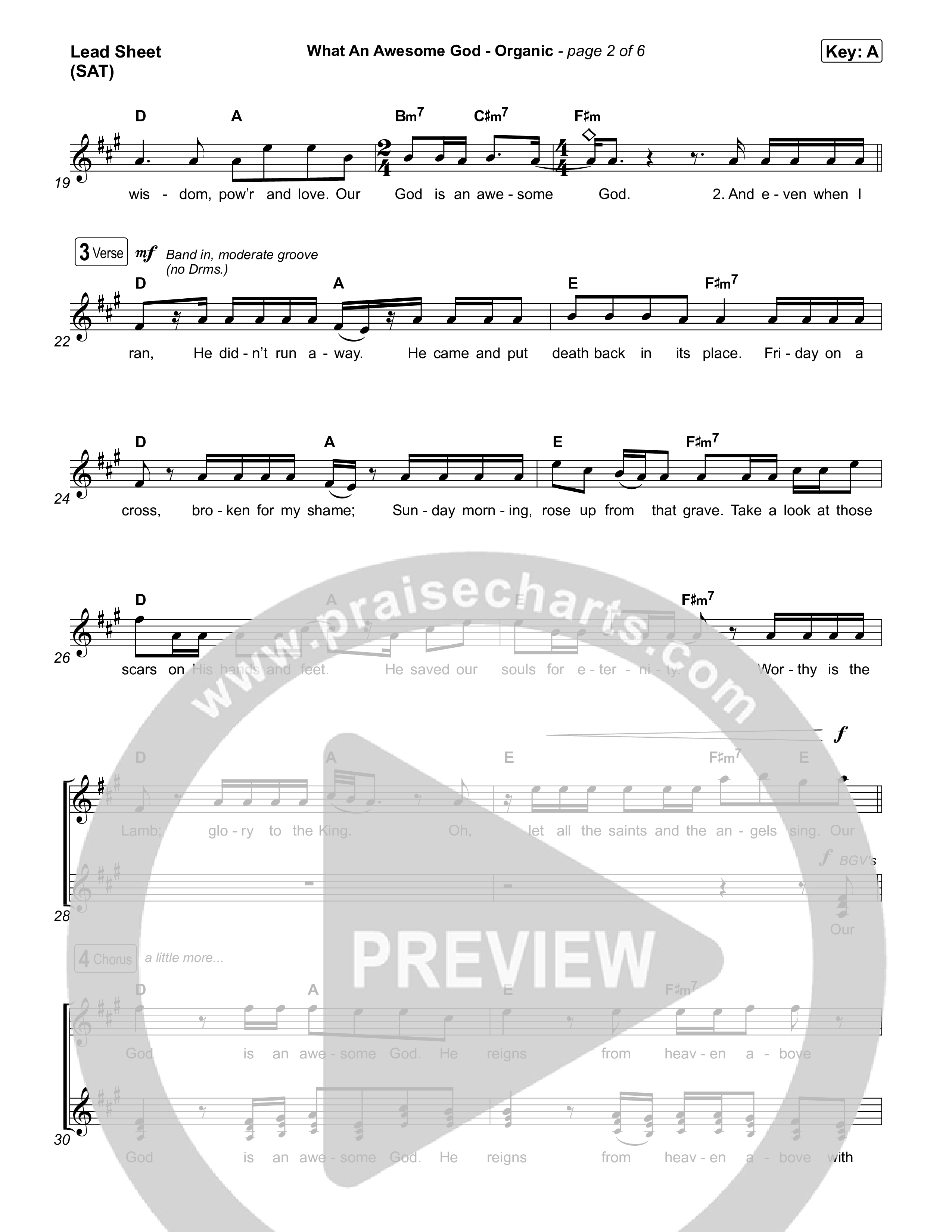 What An Awesome God (Organic) Lead Sheet (SAT) (Phil Wickham)