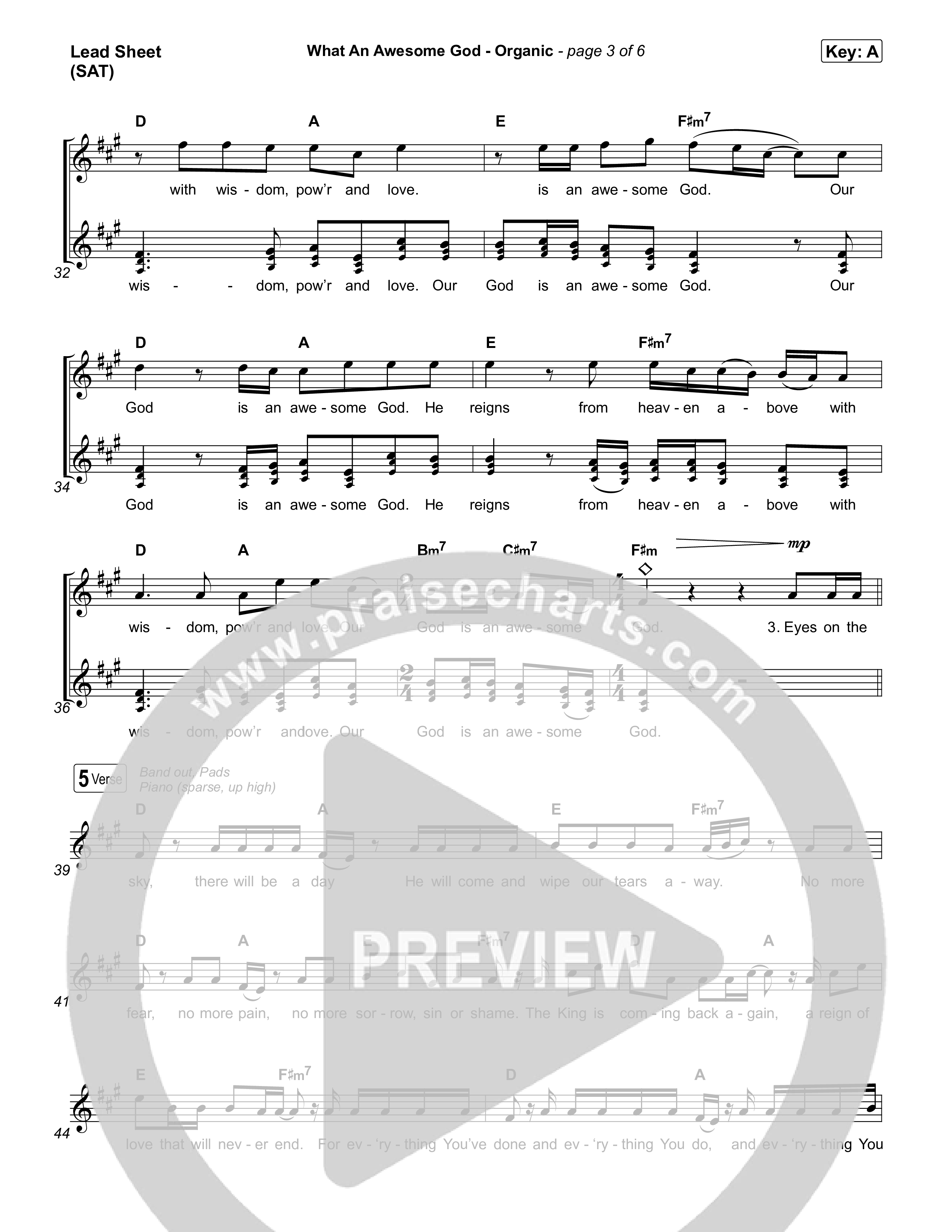 What An Awesome God (Organic) Lead Sheet (SAT) (Phil Wickham)