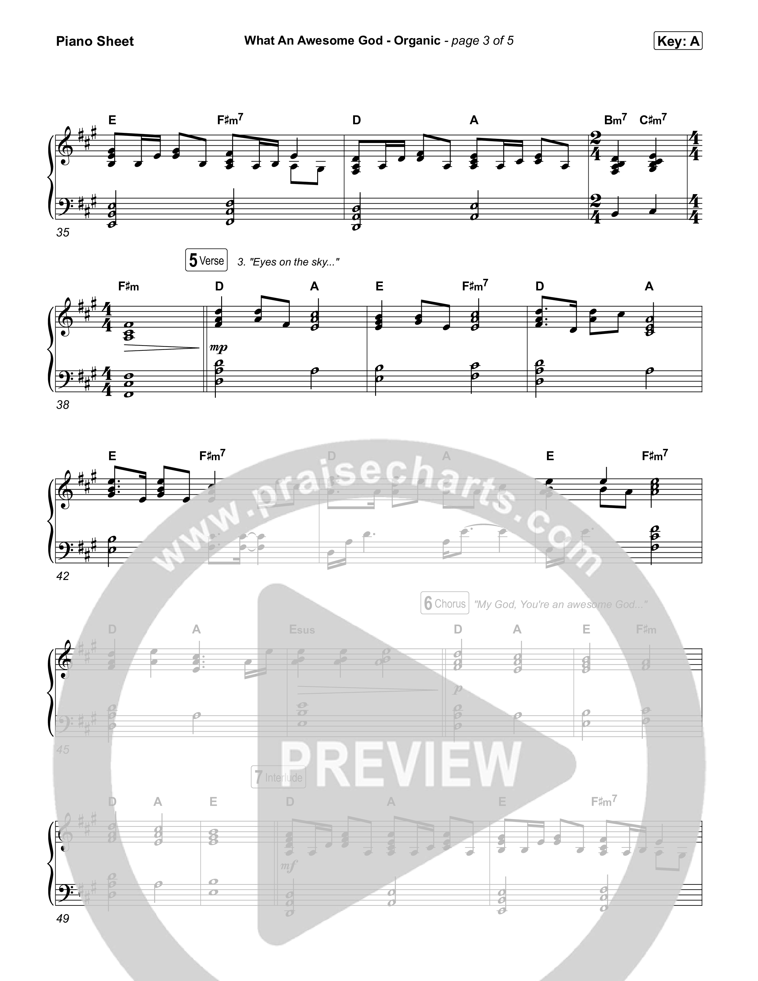 What An Awesome God (Organic) Piano Sheet (Phil Wickham)