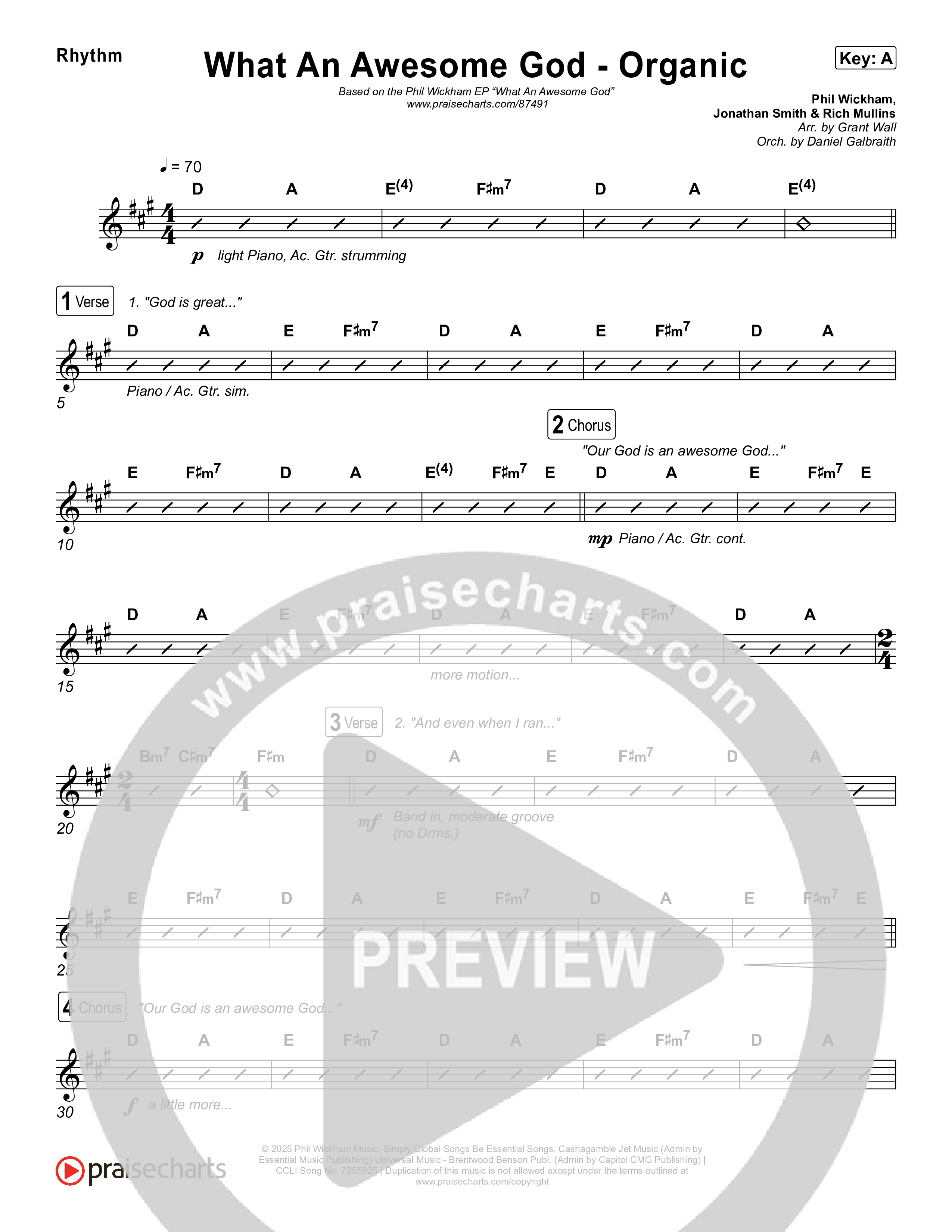 What An Awesome God (Organic) Rhythm Chart (Phil Wickham)