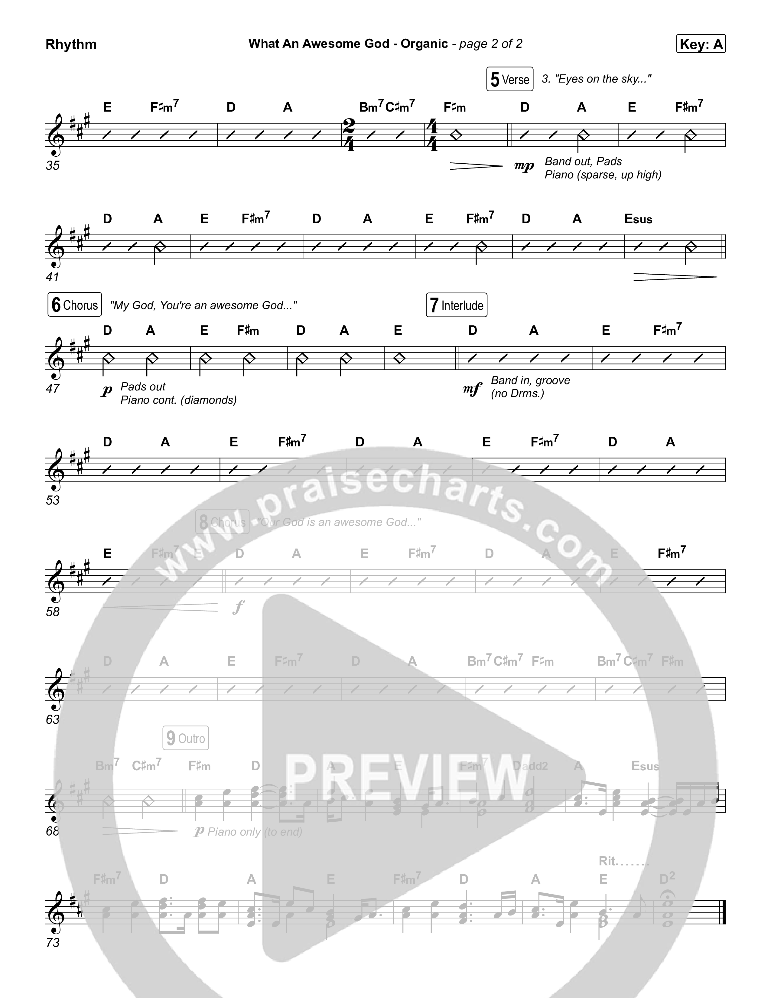 What An Awesome God (Organic) Rhythm Chart (Phil Wickham)