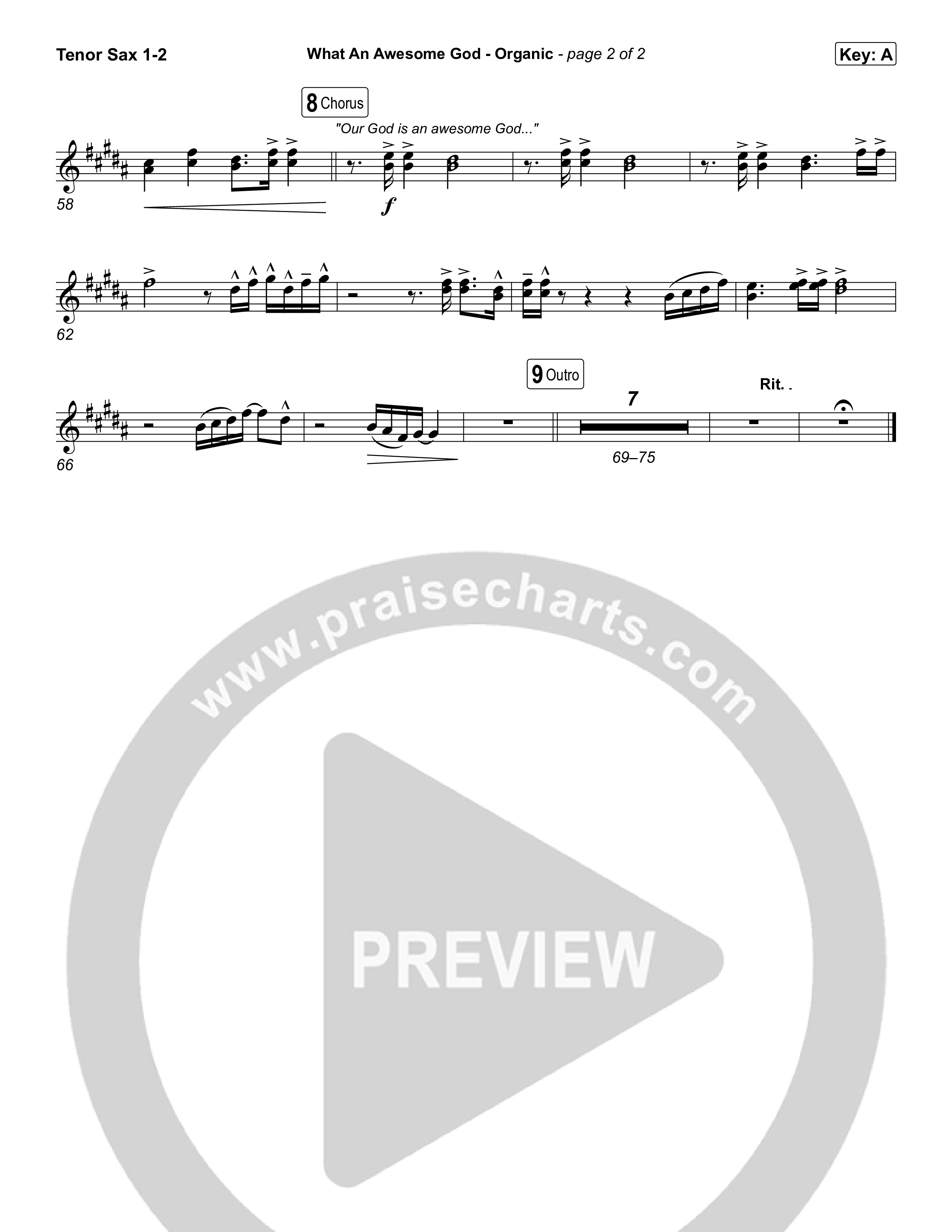 What An Awesome God (Organic) Tenor Sax 1,2 (Phil Wickham)