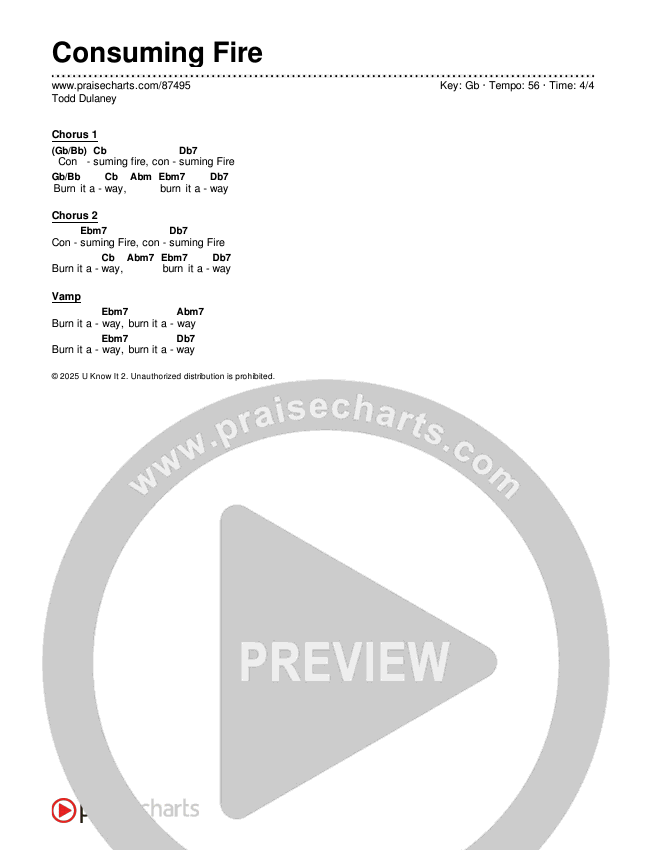 Consuming Fire Chords & Lyrics (Todd Dulaney)